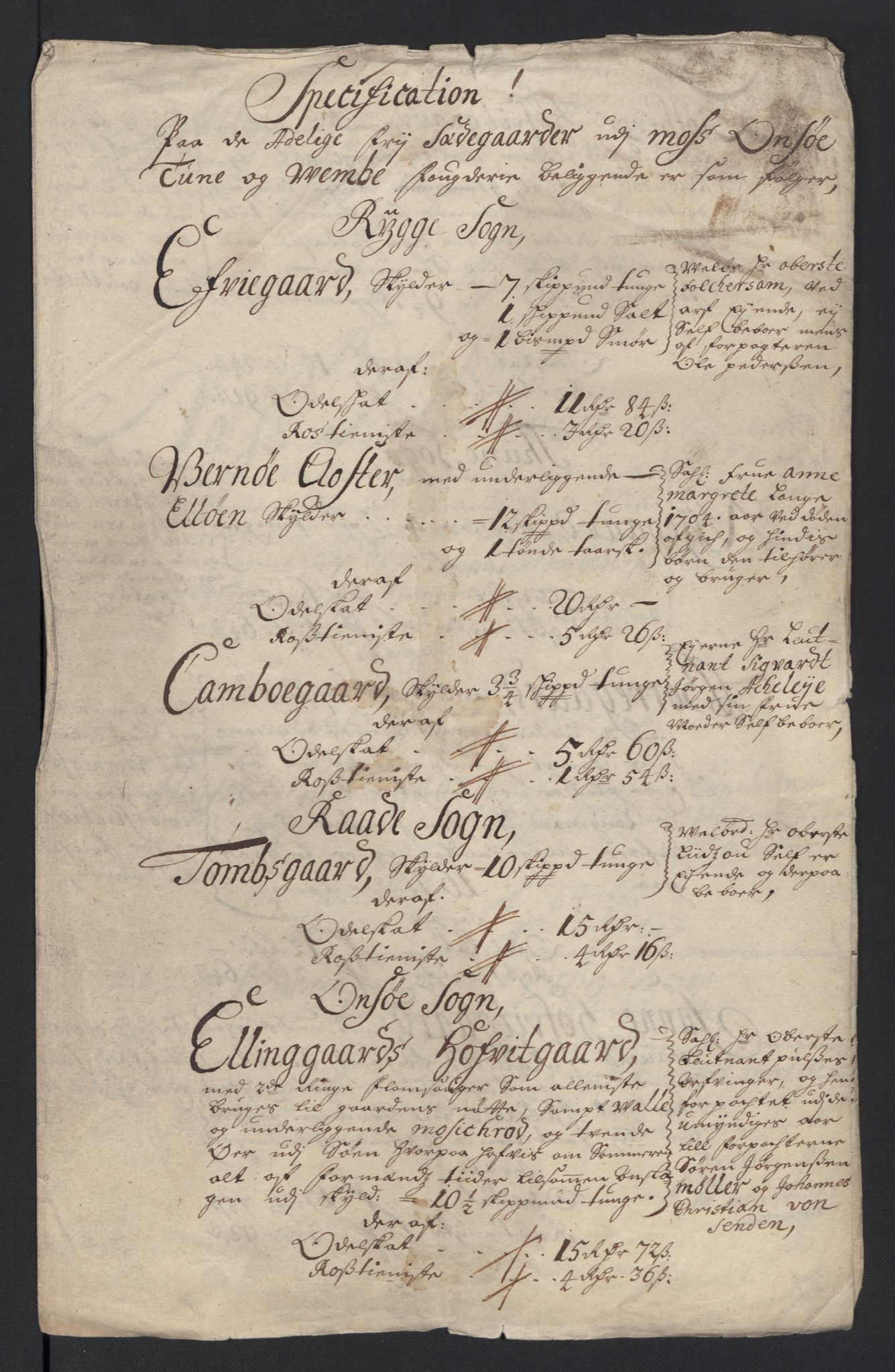 Rentekammeret inntil 1814, Reviderte regnskaper, Fogderegnskap, AV/RA-EA-4092/R04/L0133: Fogderegnskap Moss, Onsøy, Tune, Veme og Åbygge, 1705-1706, s. 174