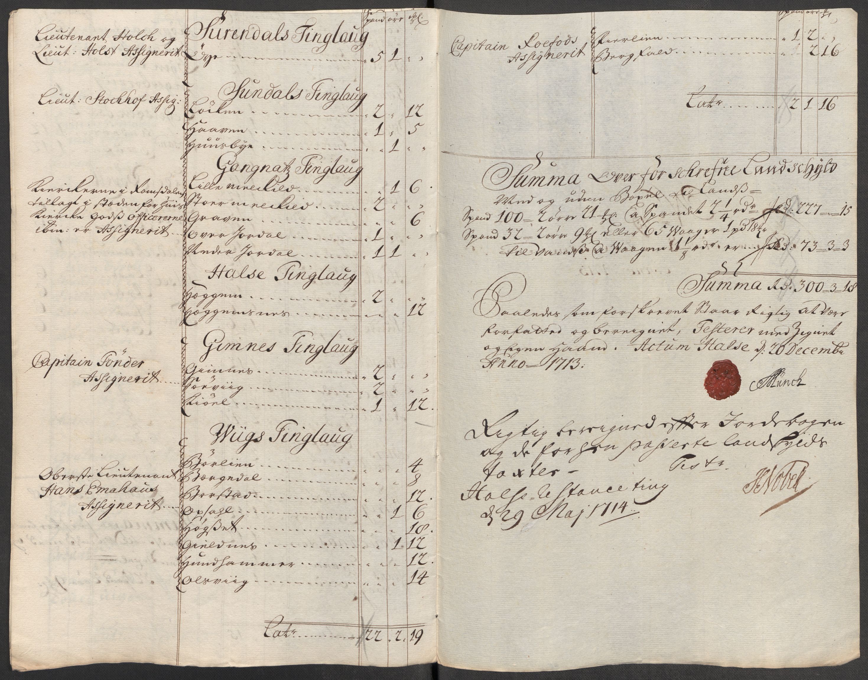 Rentekammeret inntil 1814, Reviderte regnskaper, Fogderegnskap, RA/EA-4092/R56/L3747: Fogderegnskap Nordmøre, 1713, s. 150