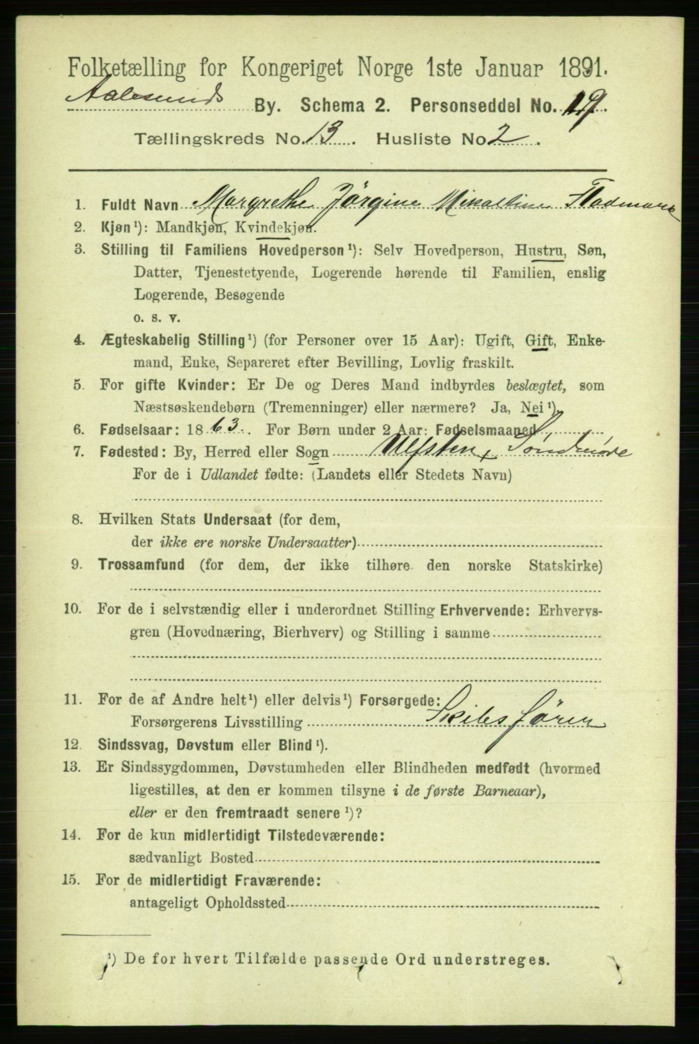 RA, Folketelling 1891 for 1501 Ålesund kjøpstad, 1891, s. 7932