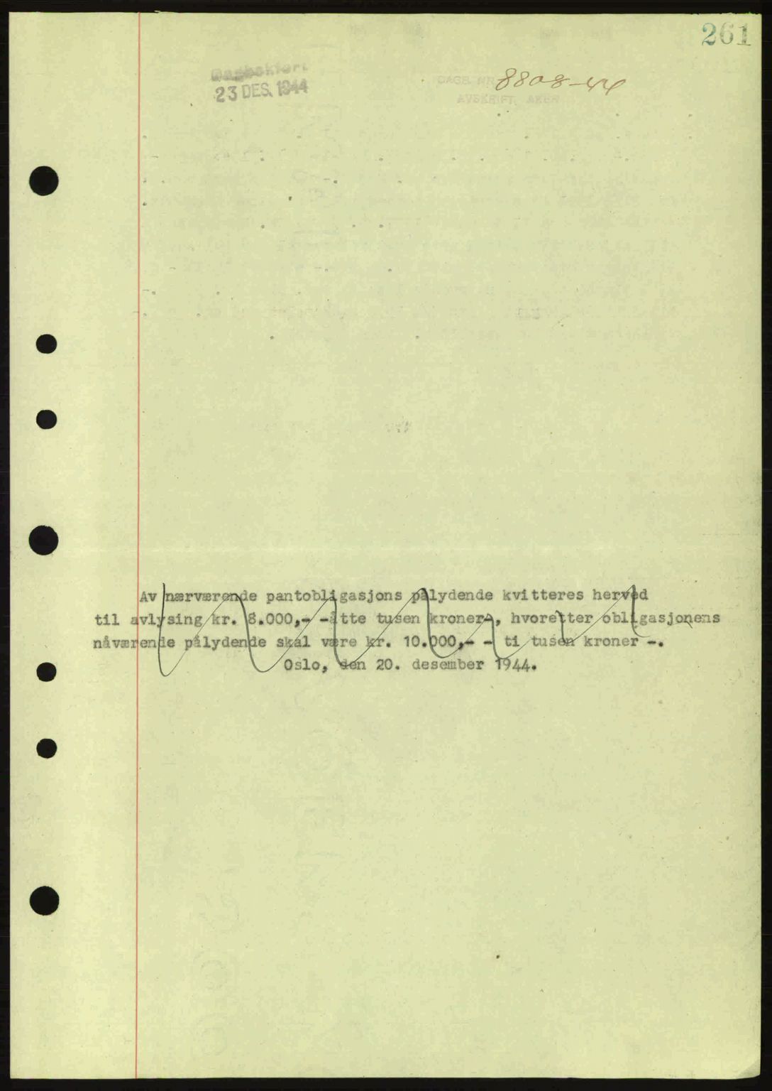 Aker herredsskriveri, SAO/A-10896/G/Gb/Gba/Gbac/L0035: Pantebok nr. B200-201, 1944-1944, Dagboknr: 8808/1944