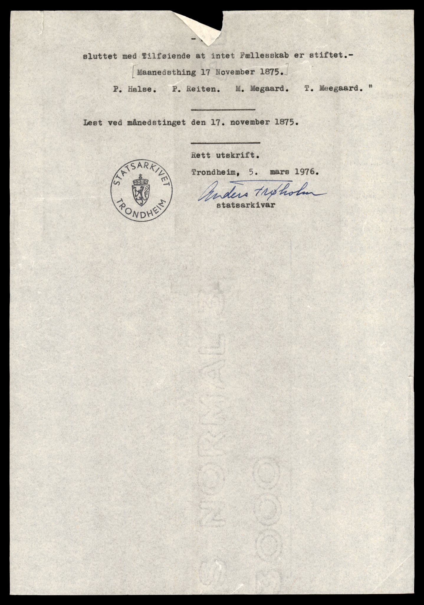 Statsarkivet i Trondheim, AV/SAT-A-4183/J/Je/L0016: Pantebok 21, 1875-1878