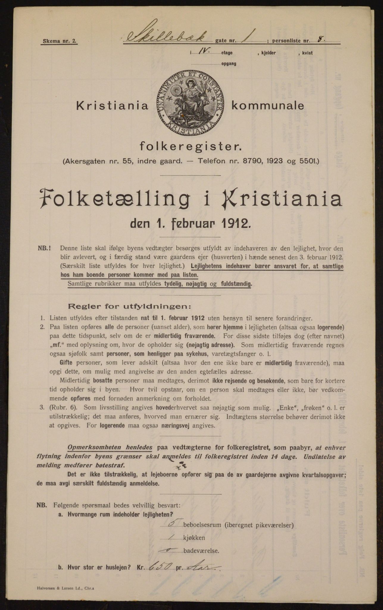 OBA, Kommunal folketelling 1.2.1912 for Kristiania, 1912, s. 95708