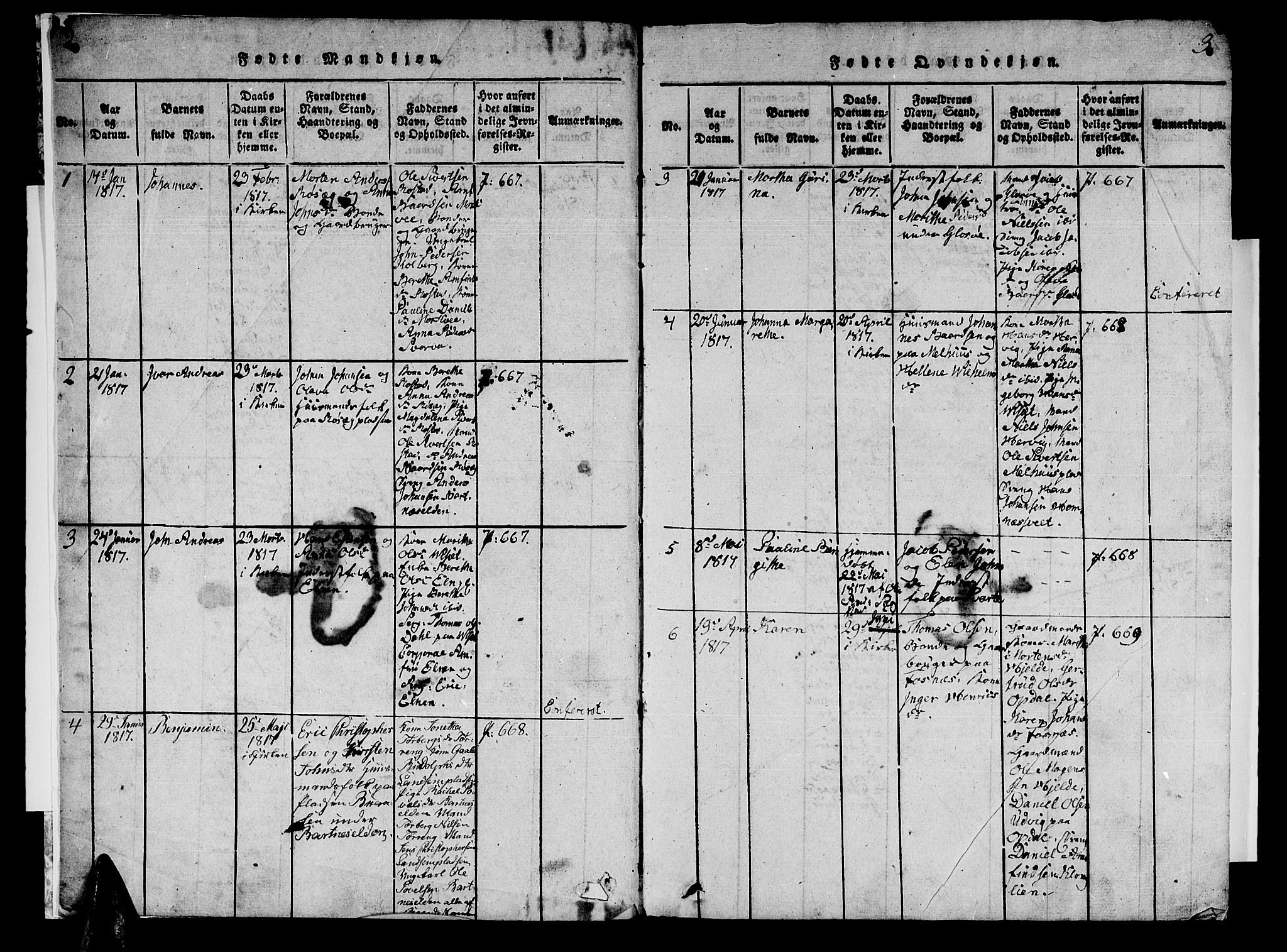 Ministerialprotokoller, klokkerbøker og fødselsregistre - Nord-Trøndelag, SAT/A-1458/741/L0400: Klokkerbok nr. 741C01, 1817-1825, s. 2-3
