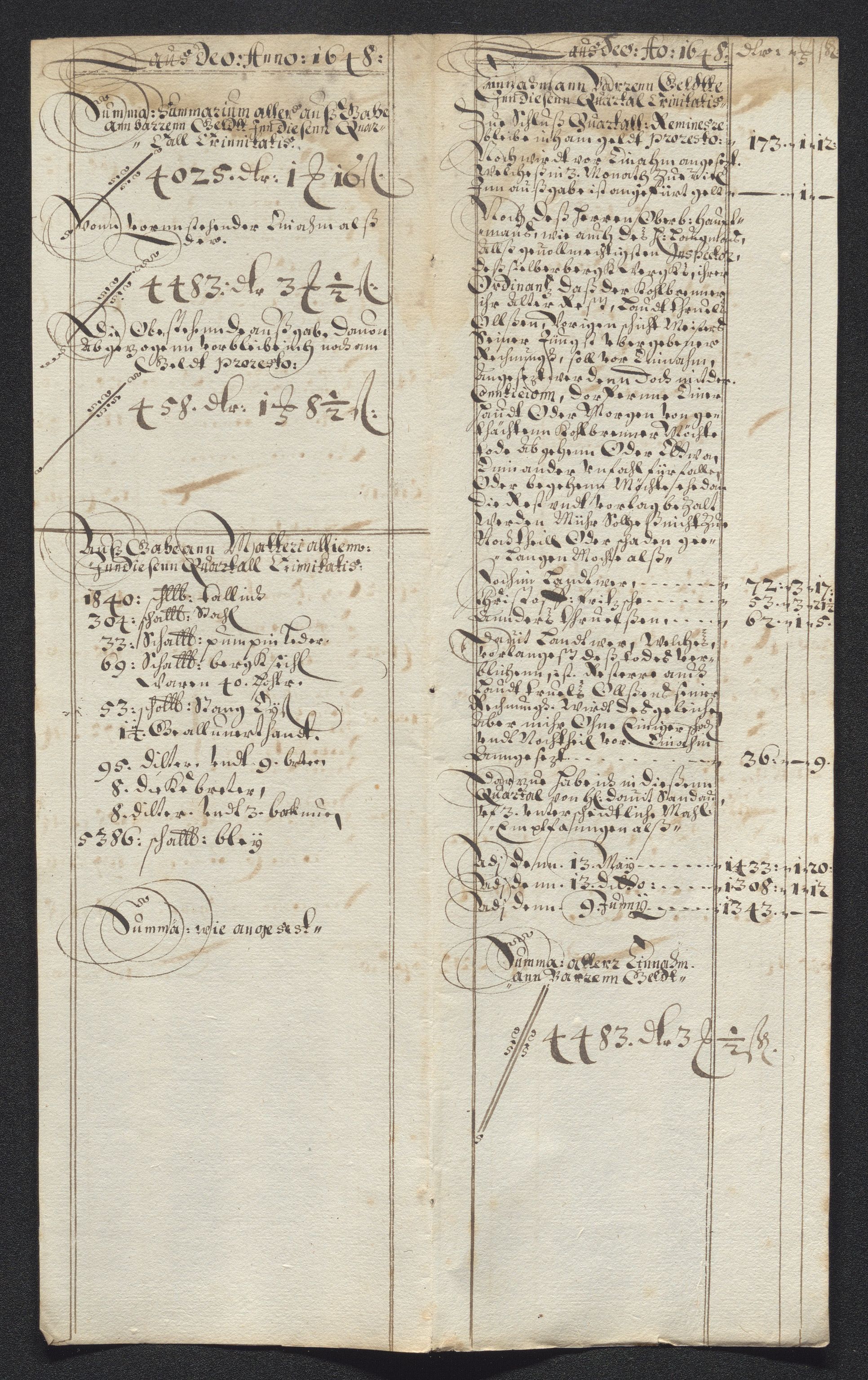 Kongsberg Sølvverk 1623-1816, SAKO/EA-3135/001/D/Dc/Dcd/L0022: Utgiftsregnskap for gruver m.m., 1647-1648, s. 608