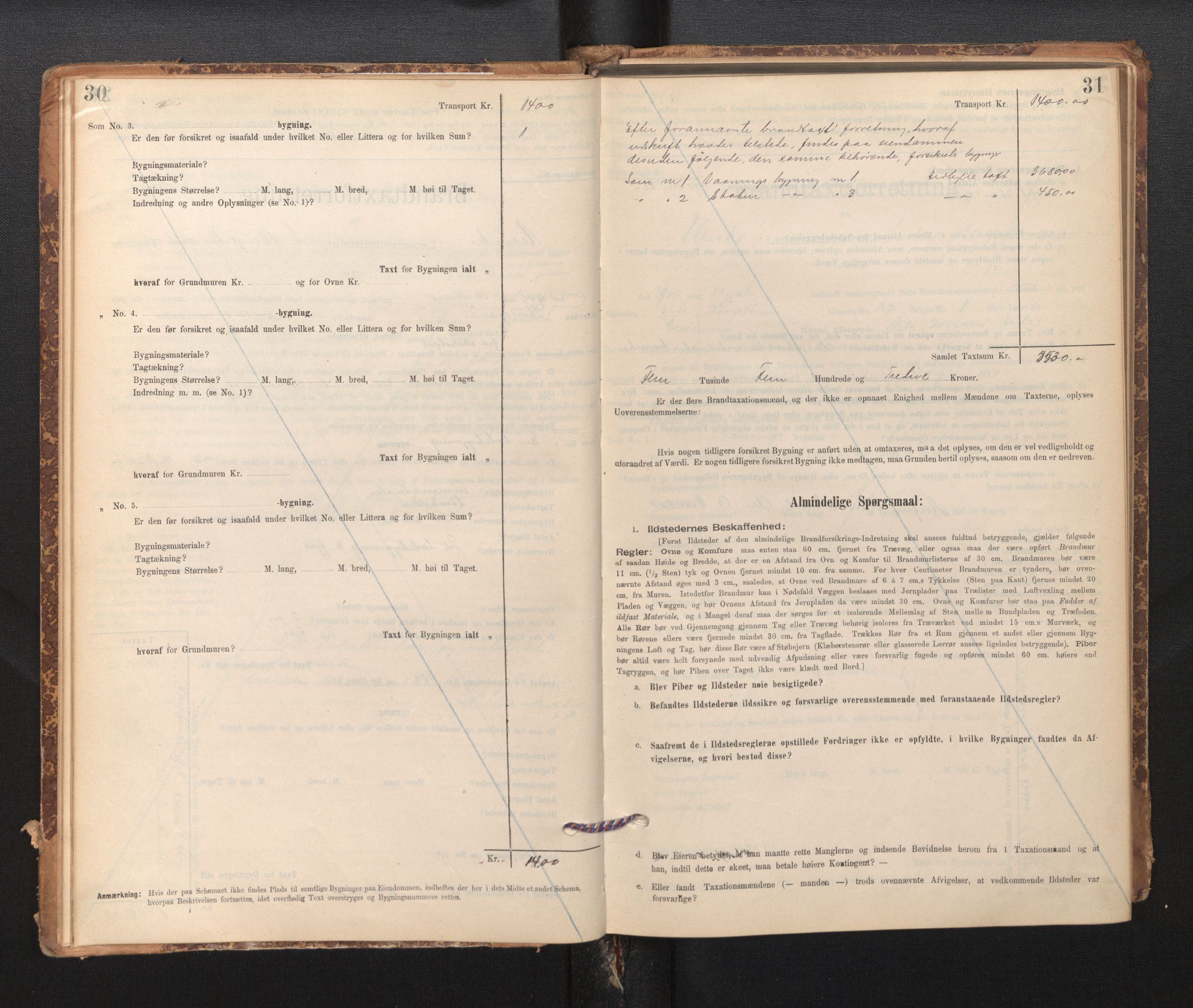 Lensmannen i Ulvik, SAB/A-35601/0012/L0003: Branntakstprotokoll, skjematakst, 1895-1946, s. 30-31