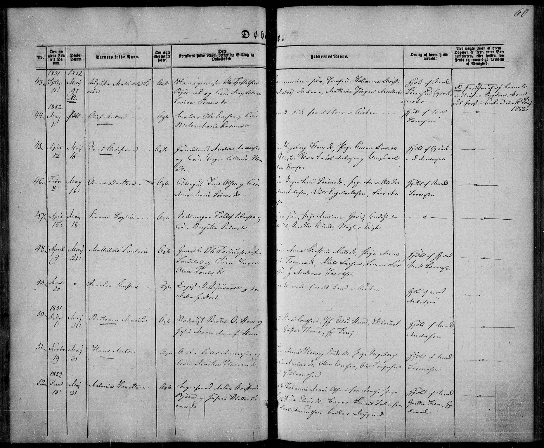 Larvik kirkebøker, AV/SAKO-A-352/F/Fa/L0003: Ministerialbok nr. I 3, 1848-1856, s. 60