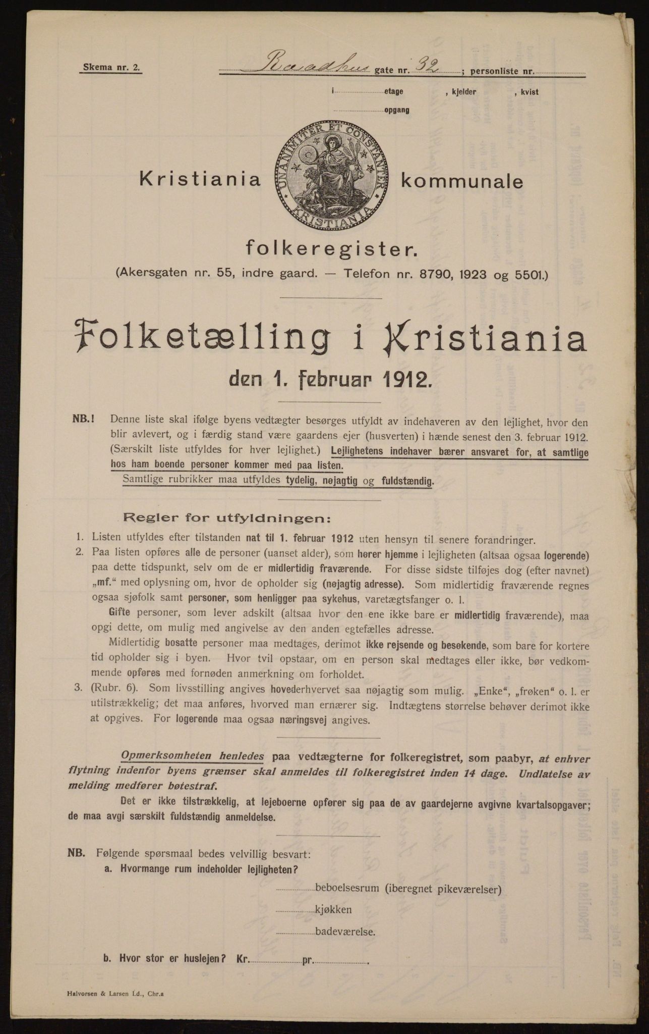 OBA, Kommunal folketelling 1.2.1912 for Kristiania, 1912, s. 86660