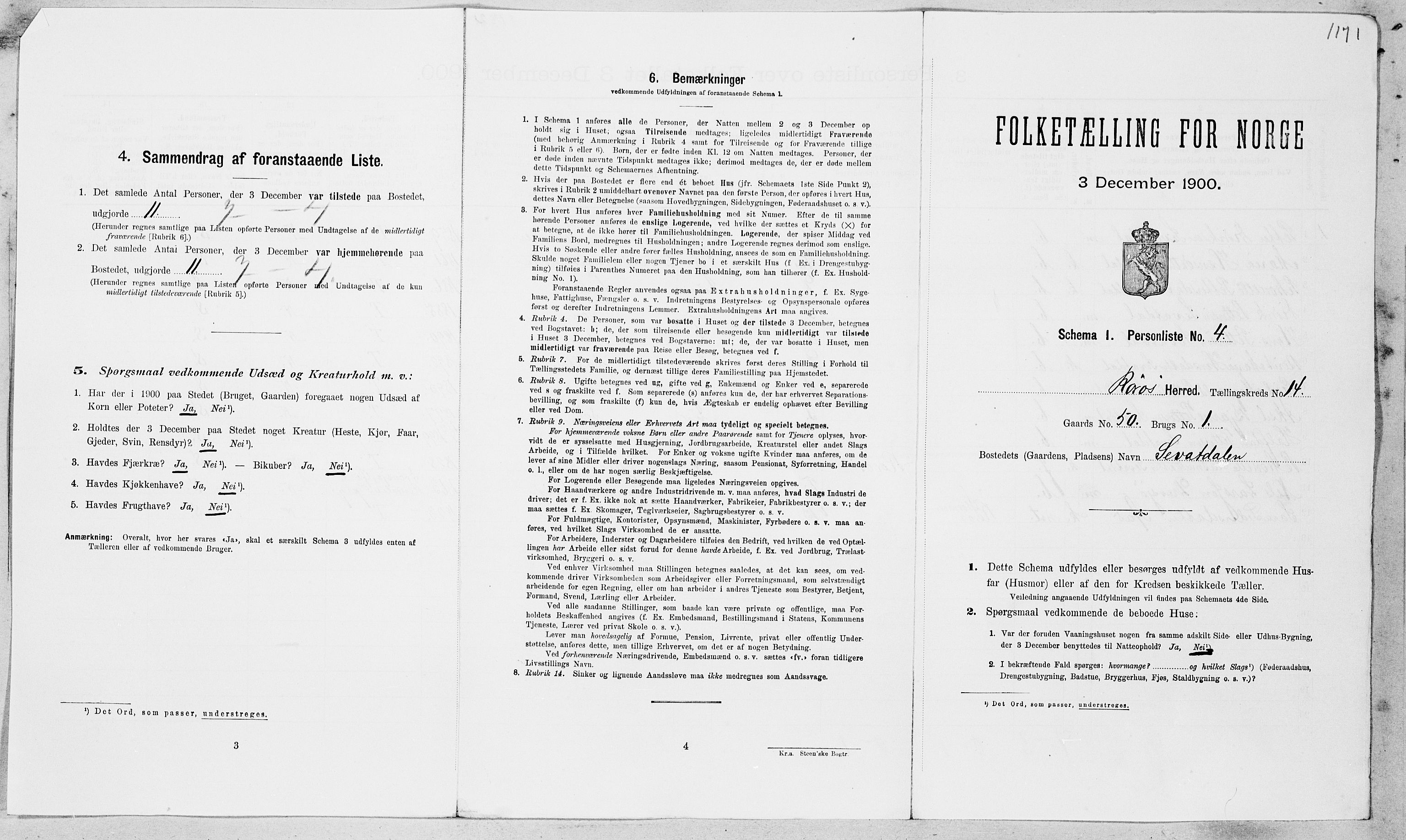 SAT, Folketelling 1900 for 1640 Røros herred, 1900, s. 1510