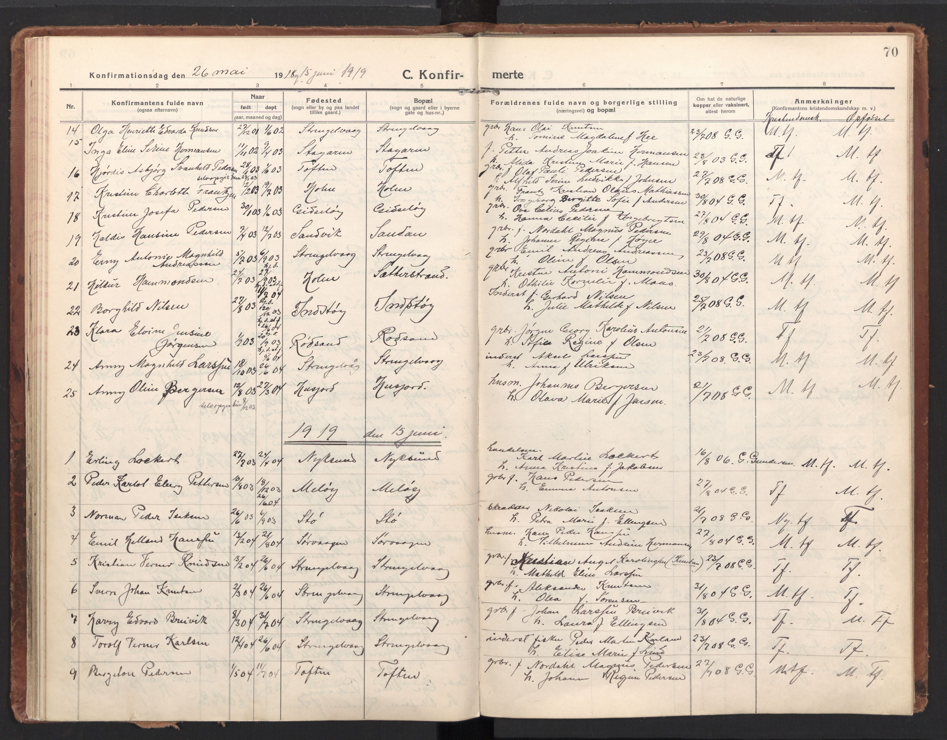 Ministerialprotokoller, klokkerbøker og fødselsregistre - Nordland, AV/SAT-A-1459/894/L1357: Ministerialbok nr. 894A03, 1913-1934, s. 70