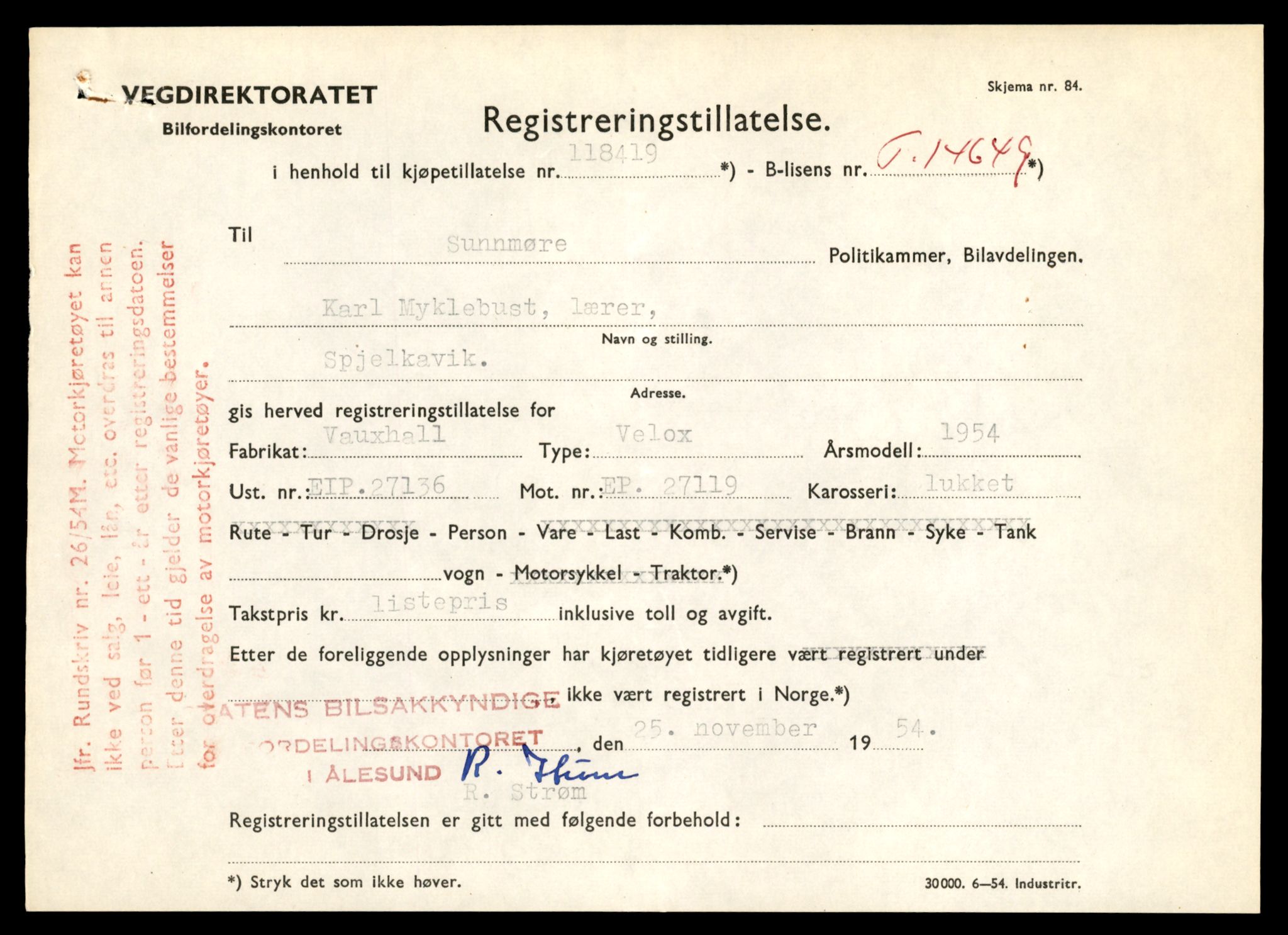 Møre og Romsdal vegkontor - Ålesund trafikkstasjon, AV/SAT-A-4099/F/Fe/L0047: Registreringskort for kjøretøy T 14580 - T 14720, 1927-1998, s. 1639