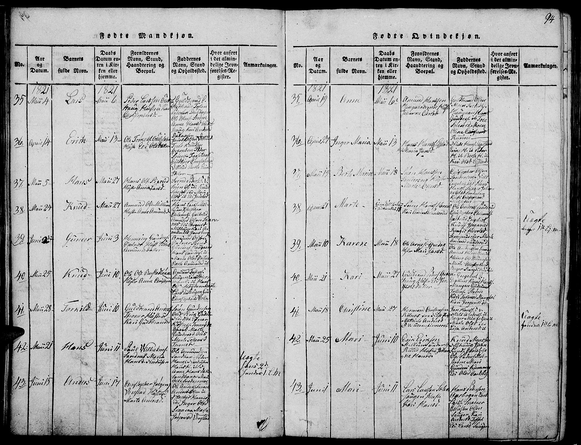 Strøm-Odalen prestekontor, AV/SAH-PREST-028/H/Ha/Haa/L0006: Ministerialbok nr. 6, 1814-1850, s. 94