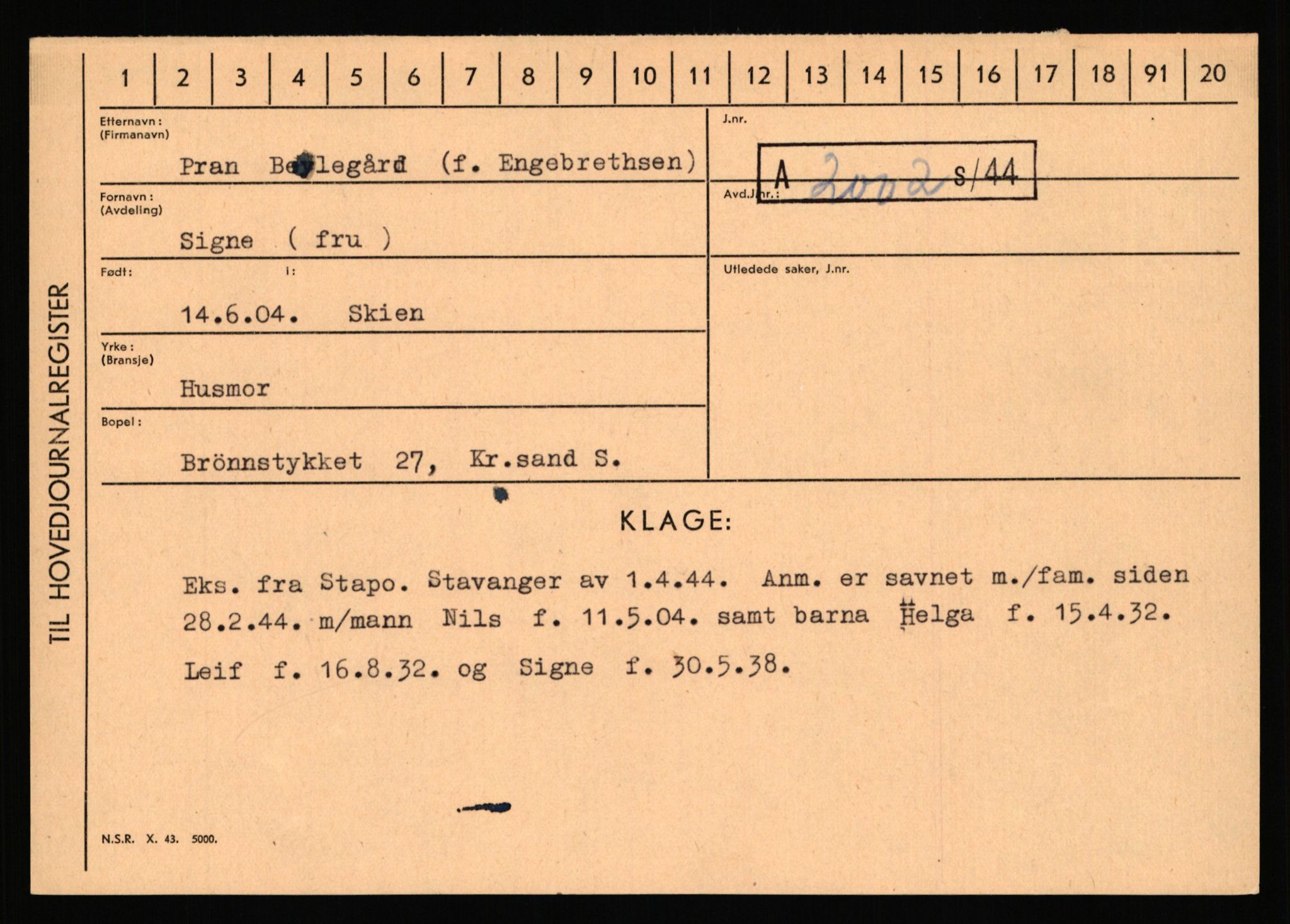 Statspolitiet - Hovedkontoret / Osloavdelingen, AV/RA-S-1329/C/Ca/L0002: Arneberg - Brand, 1943-1945, s. 3173