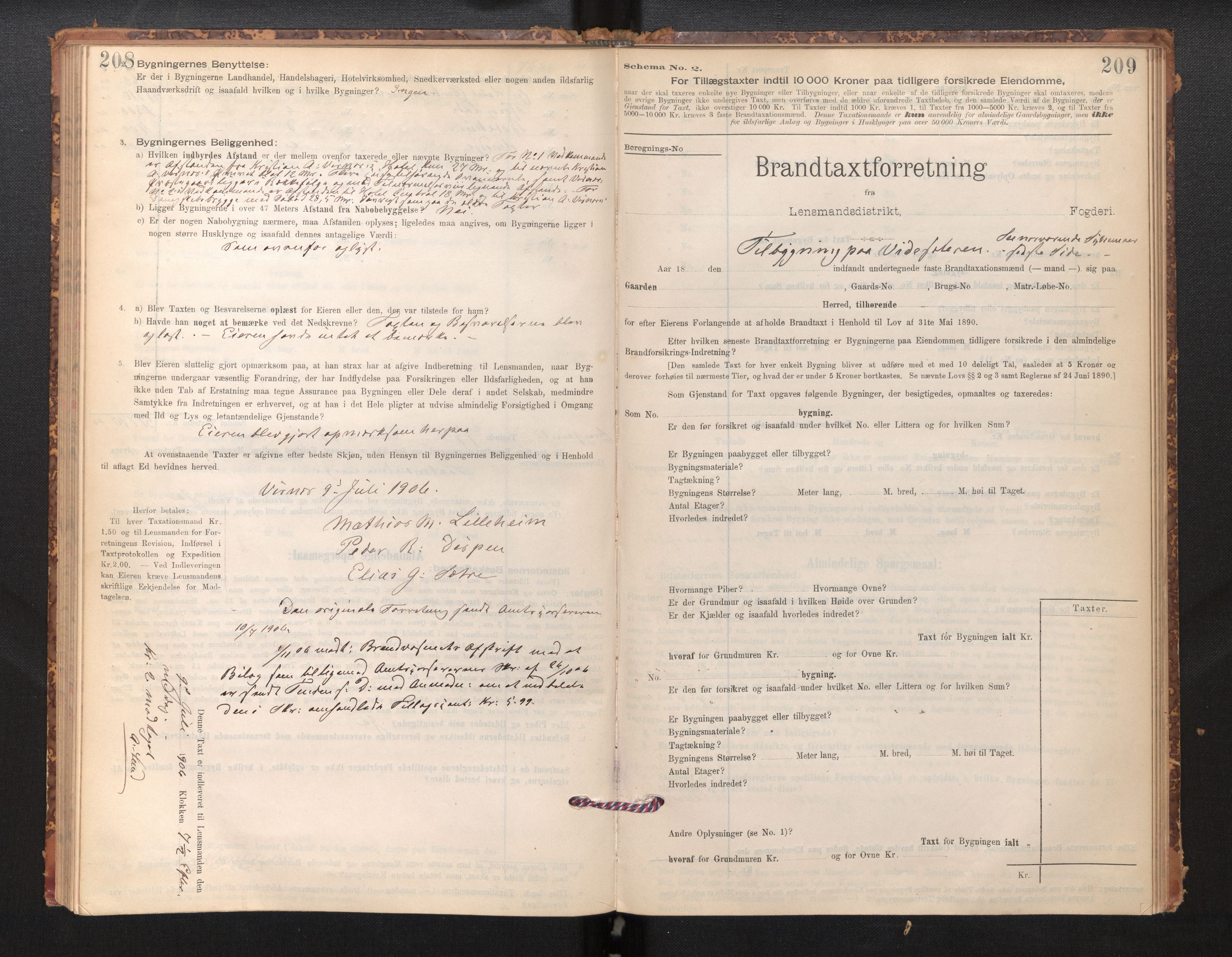 Lensmannen i Stryn og Innvik, SAB/A-30201/0012/L0002: Branntakstprotokoll, skjematakst, 1894-1942, s. 208-209