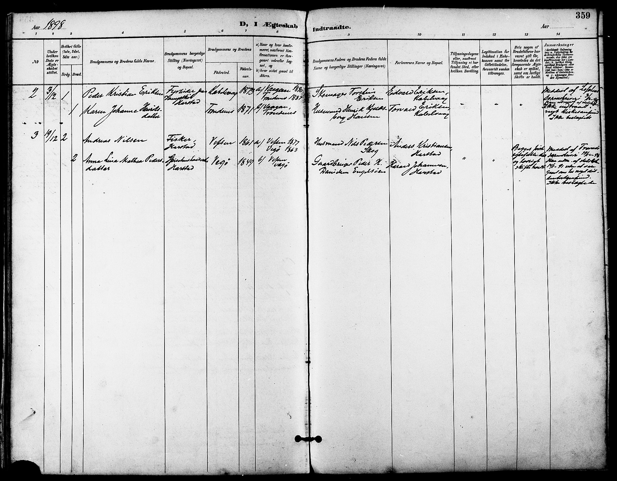 Trondenes sokneprestkontor, AV/SATØ-S-1319/H/Ha/L0016kirke: Ministerialbok nr. 16, 1890-1898, s. 359