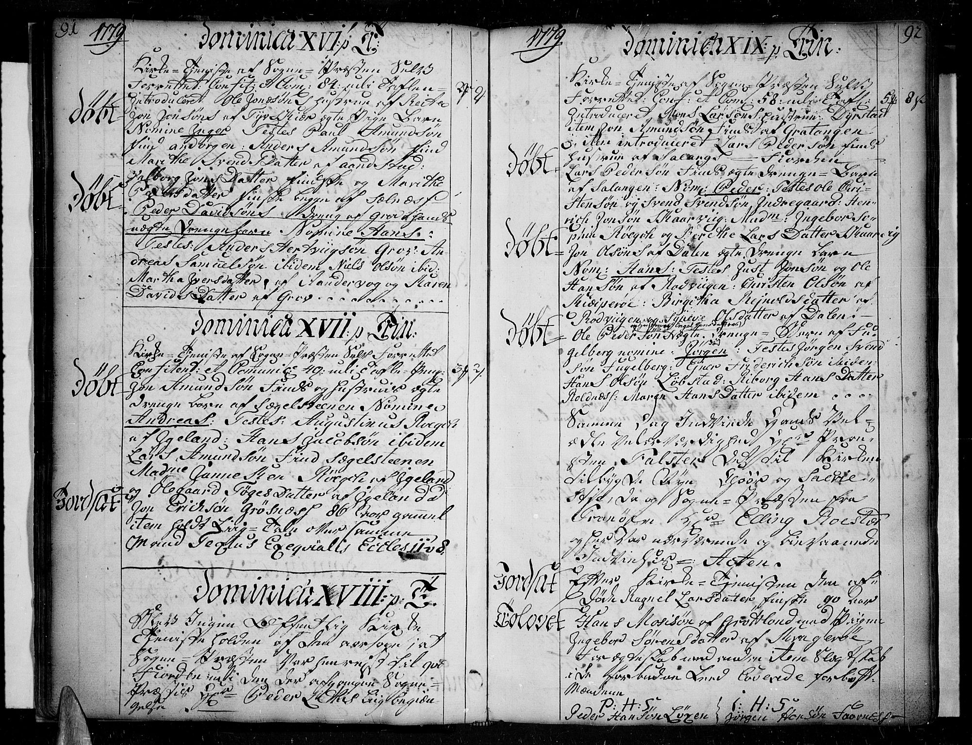 Ibestad sokneprestembete, AV/SATØ-S-0077/H/Ha/Haa/L0003kirke: Ministerialbok nr. 3, 1776-1801, s. 91-92