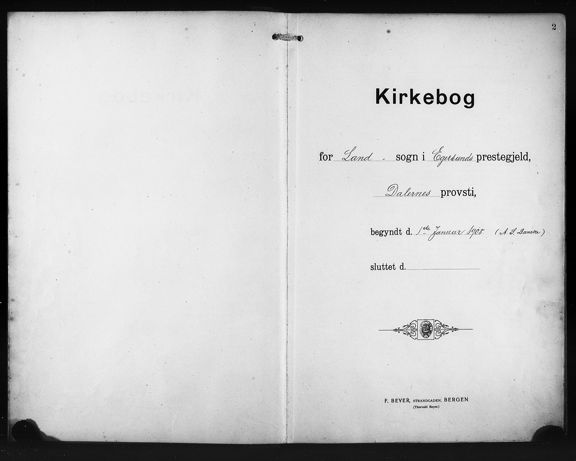 Eigersund sokneprestkontor, AV/SAST-A-101807/S09/L0011: Klokkerbok nr. B 11, 1908-1930, s. 2