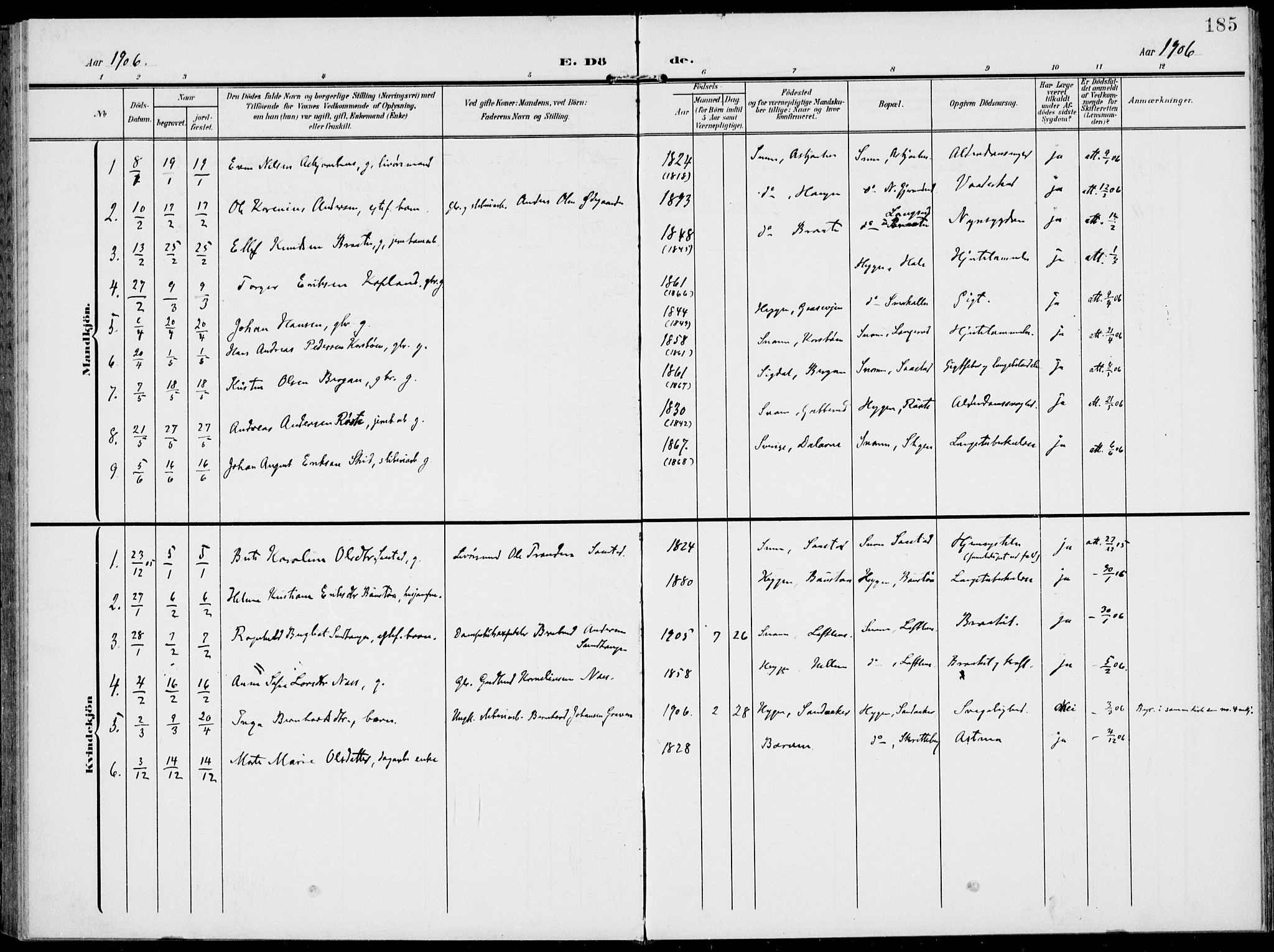 Modum kirkebøker, SAKO/A-234/F/Fa/L0019: Ministerialbok nr. 19, 1890-1914, s. 185