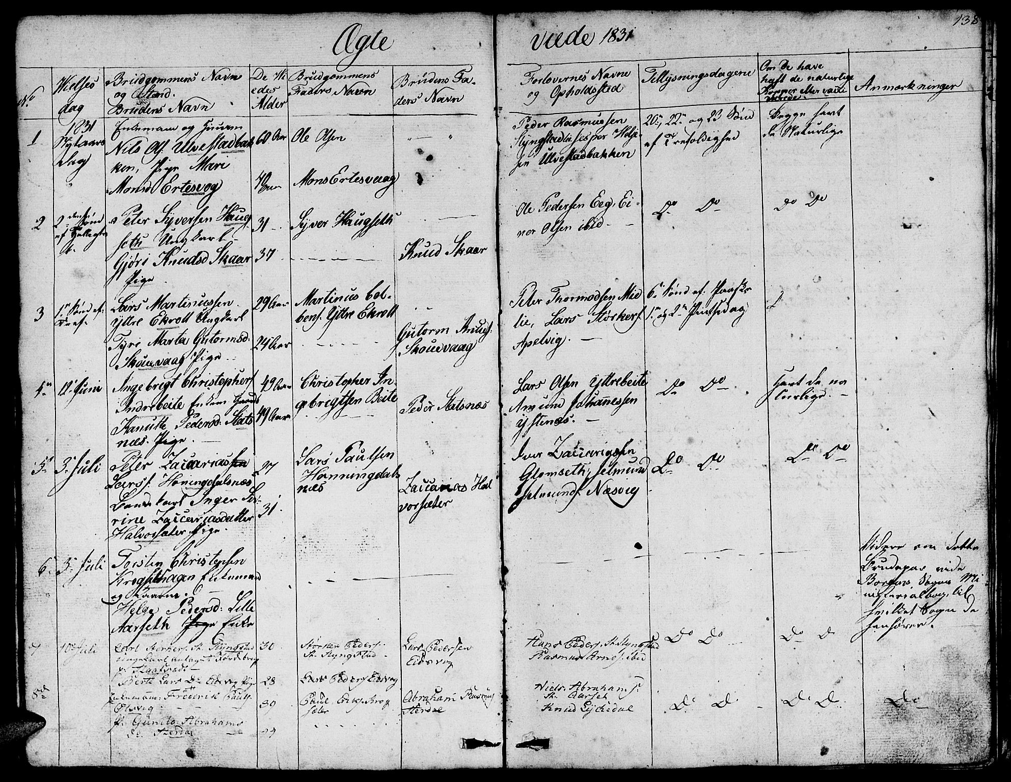 Ministerialprotokoller, klokkerbøker og fødselsregistre - Møre og Romsdal, SAT/A-1454/524/L0361: Klokkerbok nr. 524C02, 1831-1840, s. 138