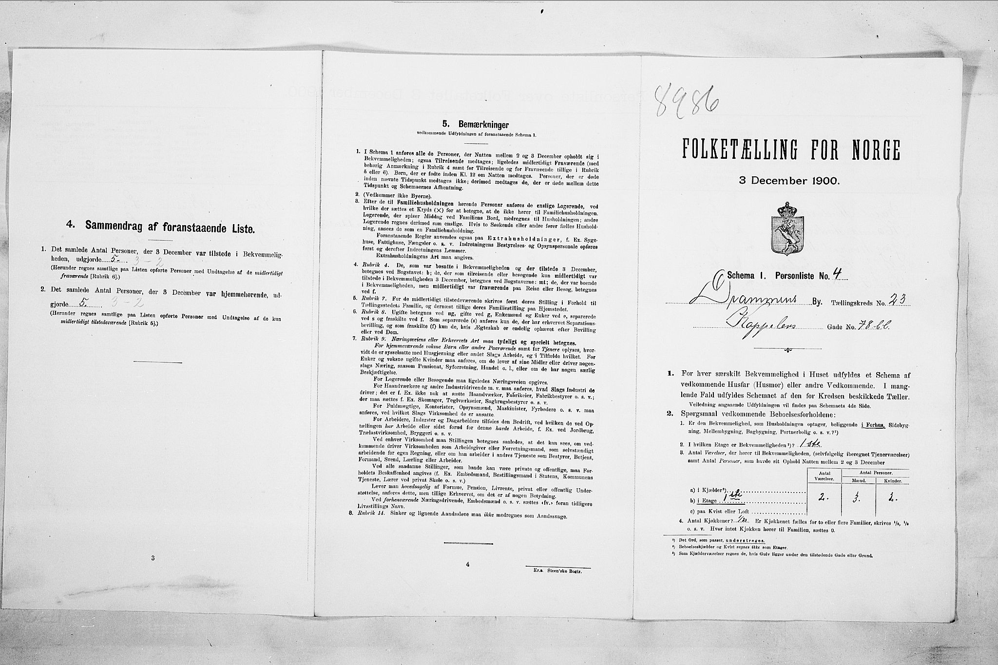 RA, Folketelling 1900 for 0602 Drammen kjøpstad, 1900, s. 3964