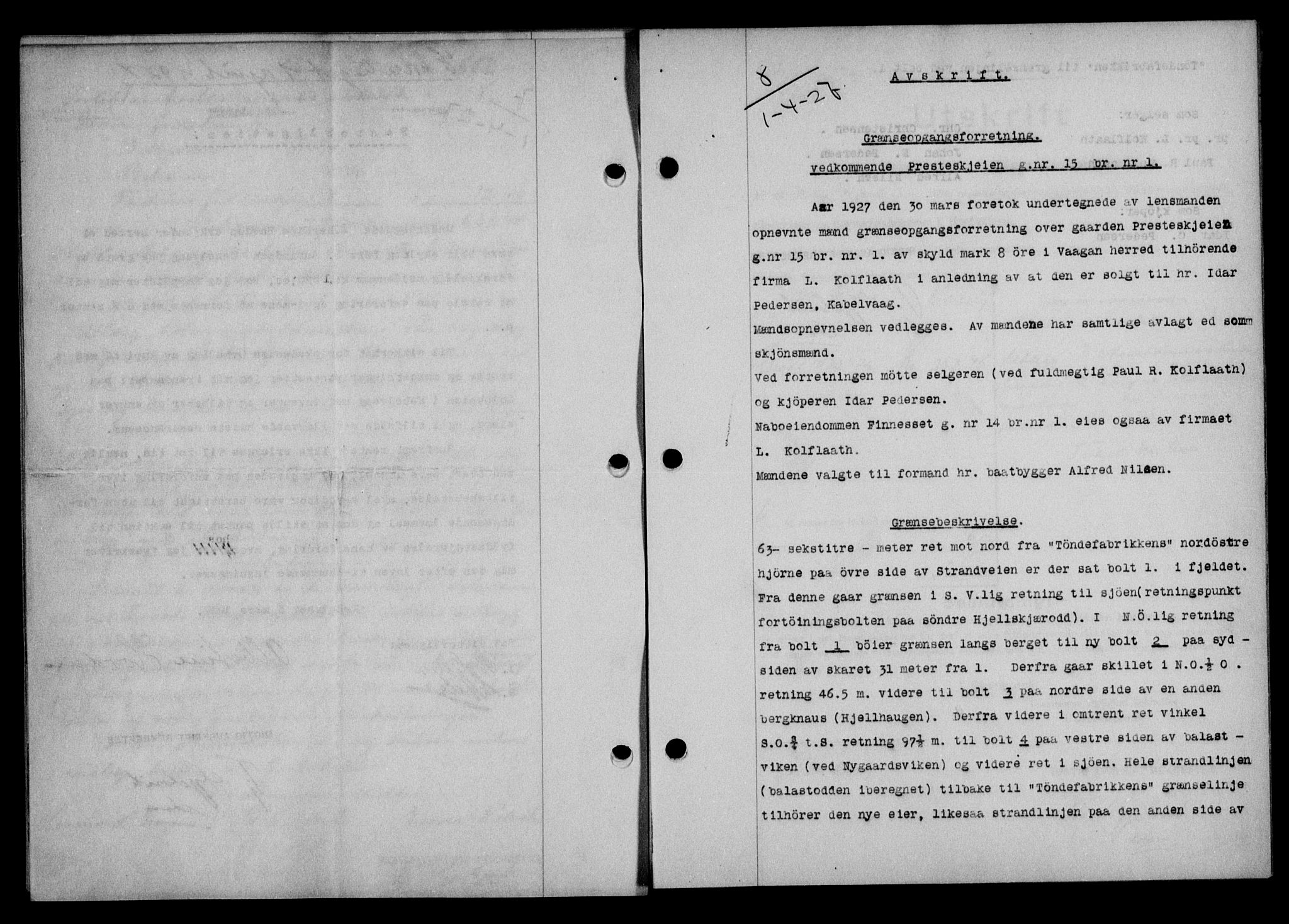 Lofoten sorenskriveri, SAT/A-0017/1/2/2C/L0015b: Pantebok nr. 15b, 1927-1927, Tingl.dato: 01.04.1927