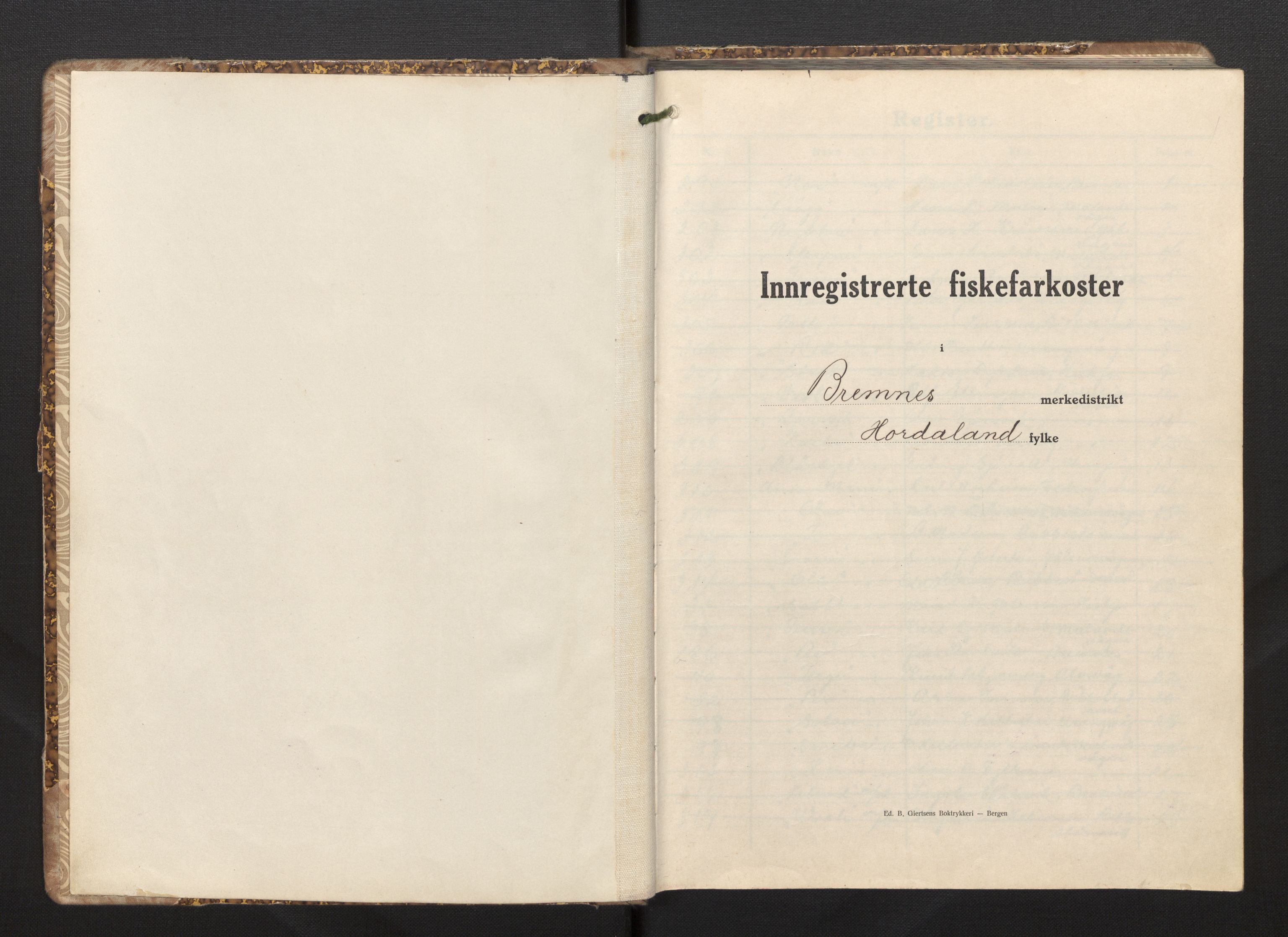 Fiskeridirektoratet - 1 Adm. ledelse - 13 Båtkontoret, AV/SAB-A-2003/I/Ia/Iah/L0024: 135.0807/4 Merkeprotokoll - Bremnes, 1943-1955