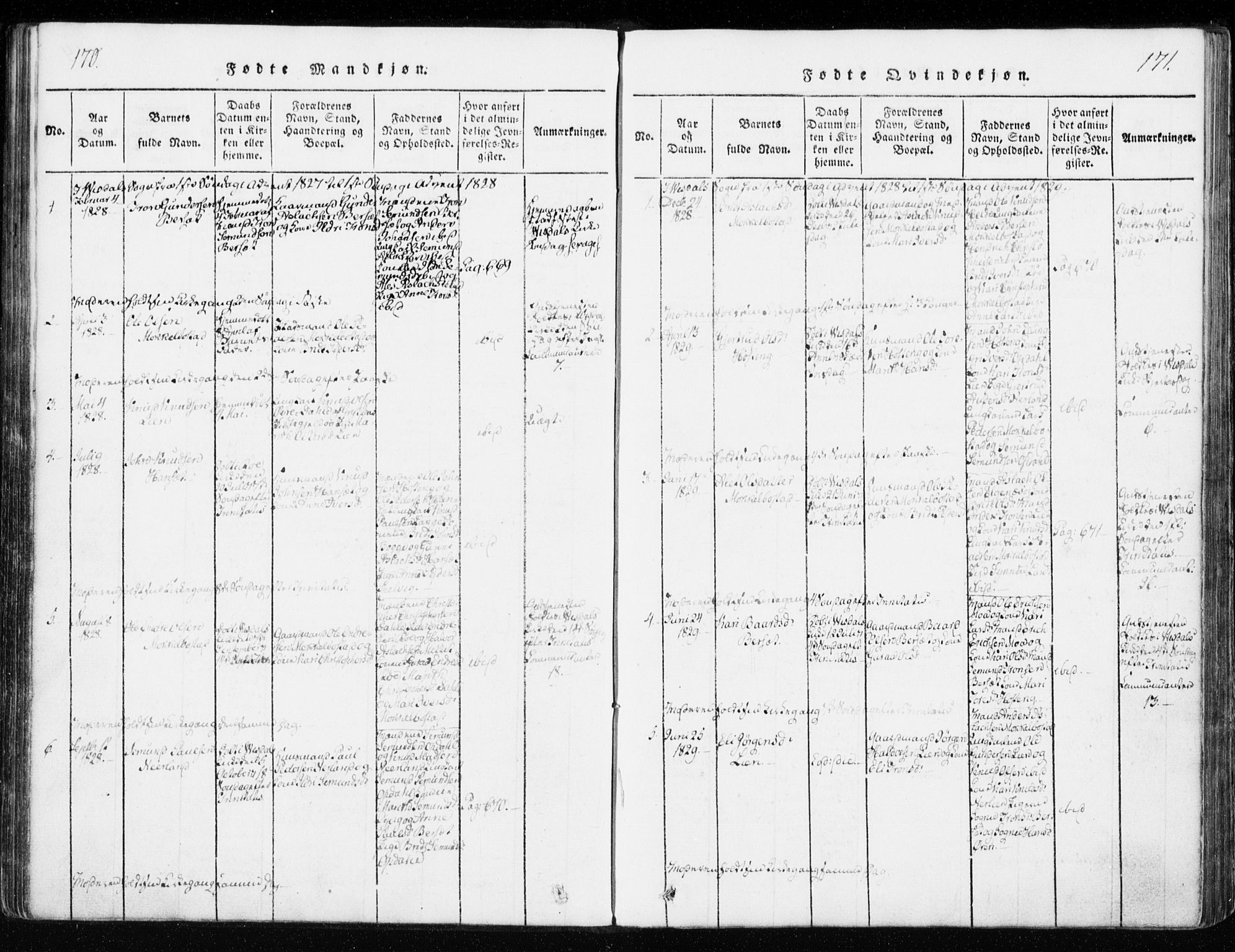 Ministerialprotokoller, klokkerbøker og fødselsregistre - Møre og Romsdal, AV/SAT-A-1454/551/L0623: Ministerialbok nr. 551A03, 1818-1831, s. 170-171
