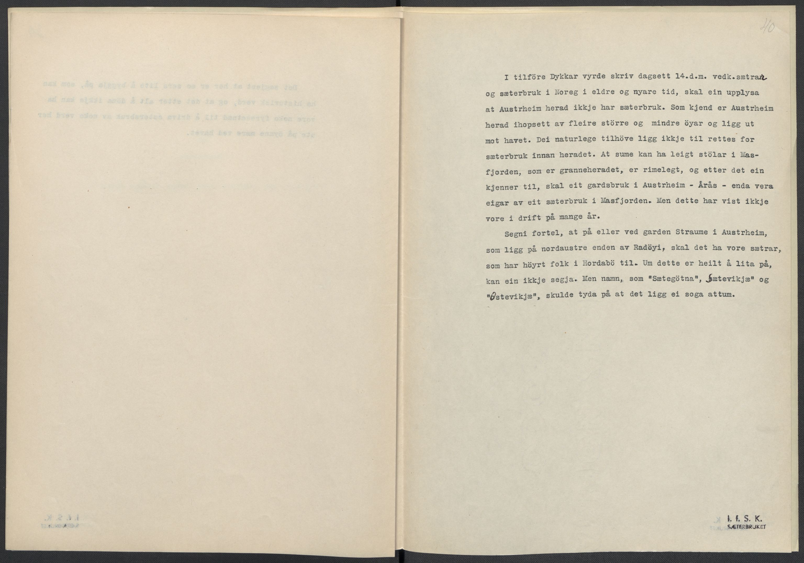 Instituttet for sammenlignende kulturforskning, AV/RA-PA-0424/F/Fc/L0010/0002: Eske B10: / Hordaland (perm XXVI), 1932-1935, s. 40