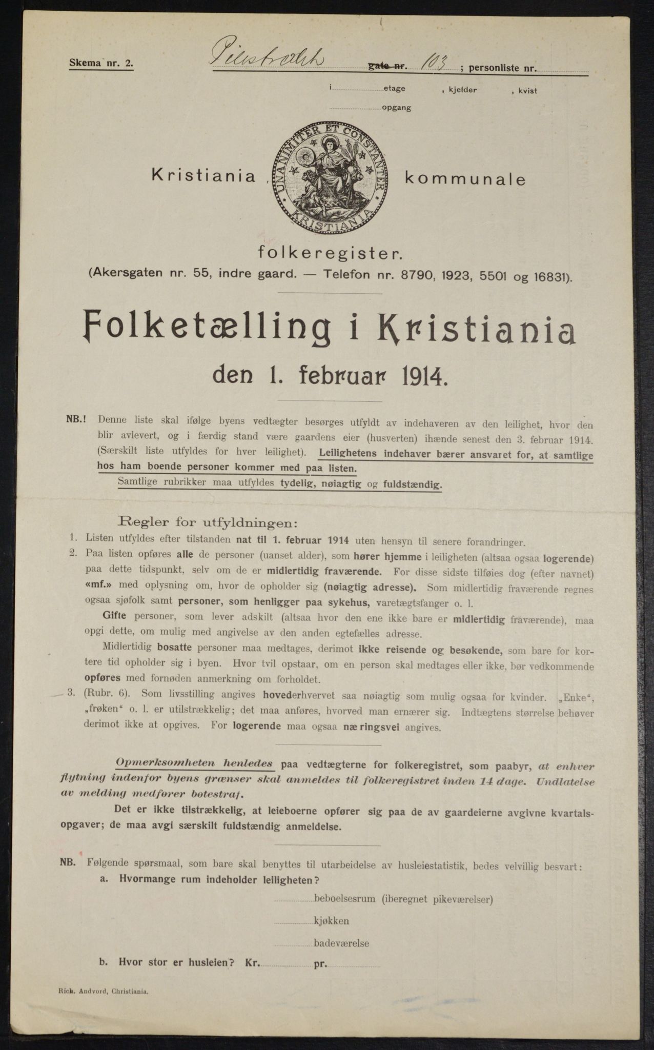 OBA, Kommunal folketelling 1.2.1914 for Kristiania, 1914, s. 80258