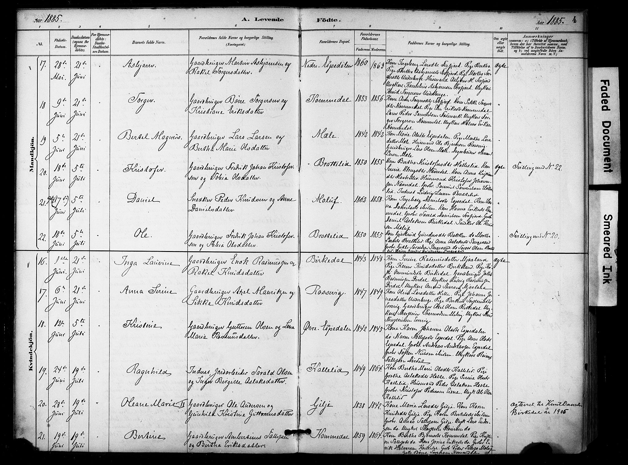 Høgsfjord sokneprestkontor, AV/SAST-A-101624/H/Ha/Haa/L0006: Ministerialbok nr. A 6, 1885-1897, s. 4