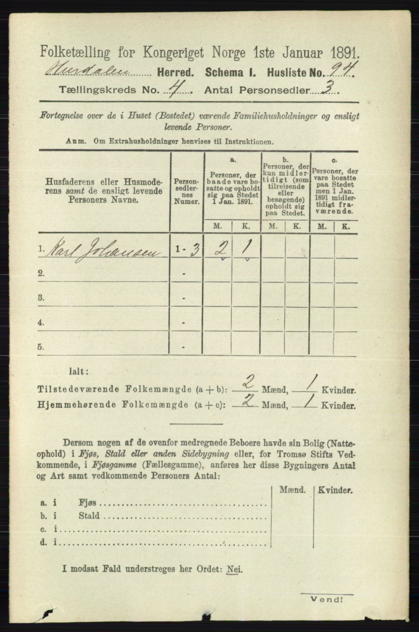RA, Folketelling 1891 for 0239 Hurdal herred, 1891, s. 1423