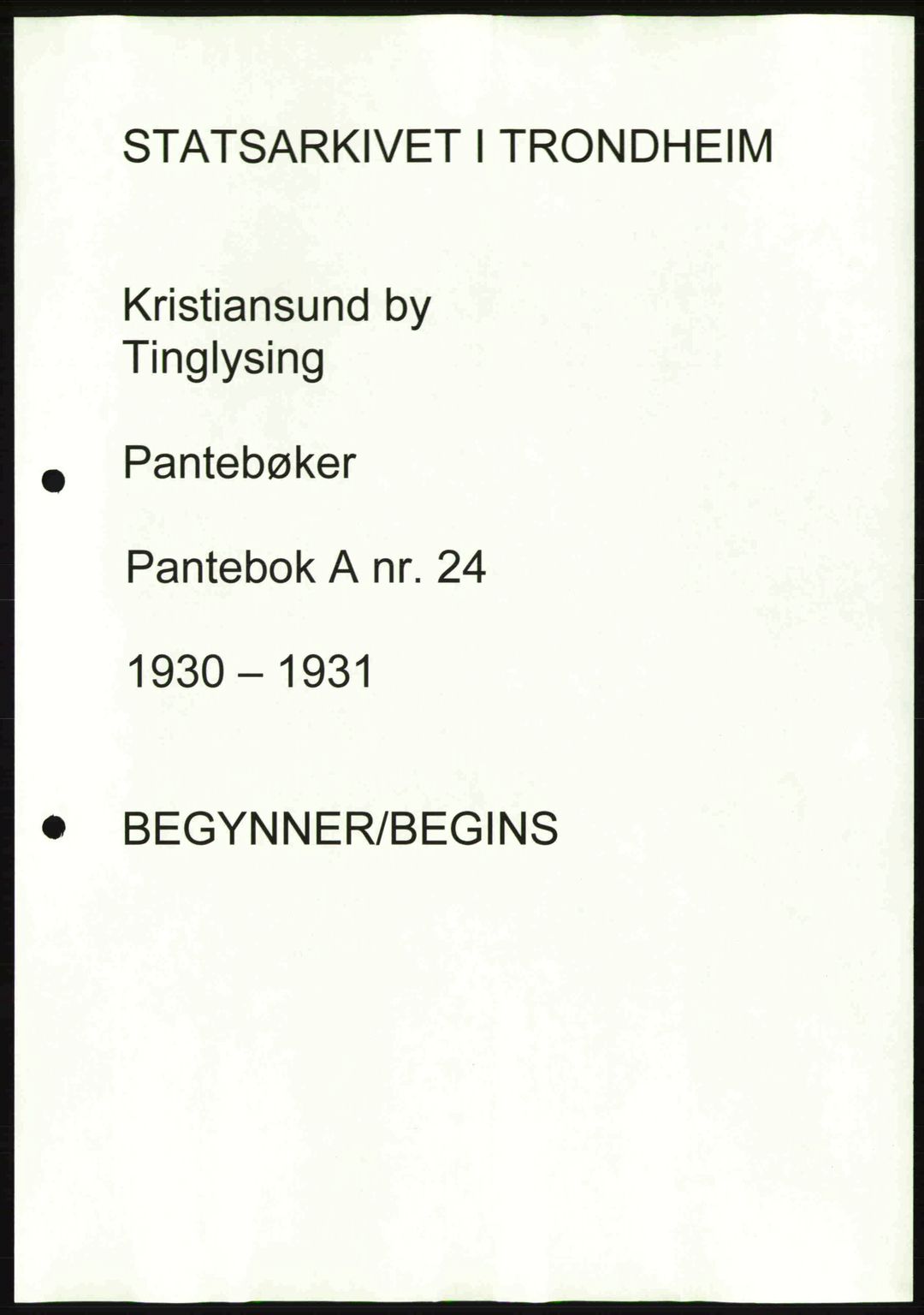 Kristiansund byfogd, AV/SAT-A-4587/A/27: Pantebok nr. 24, 1930-1931