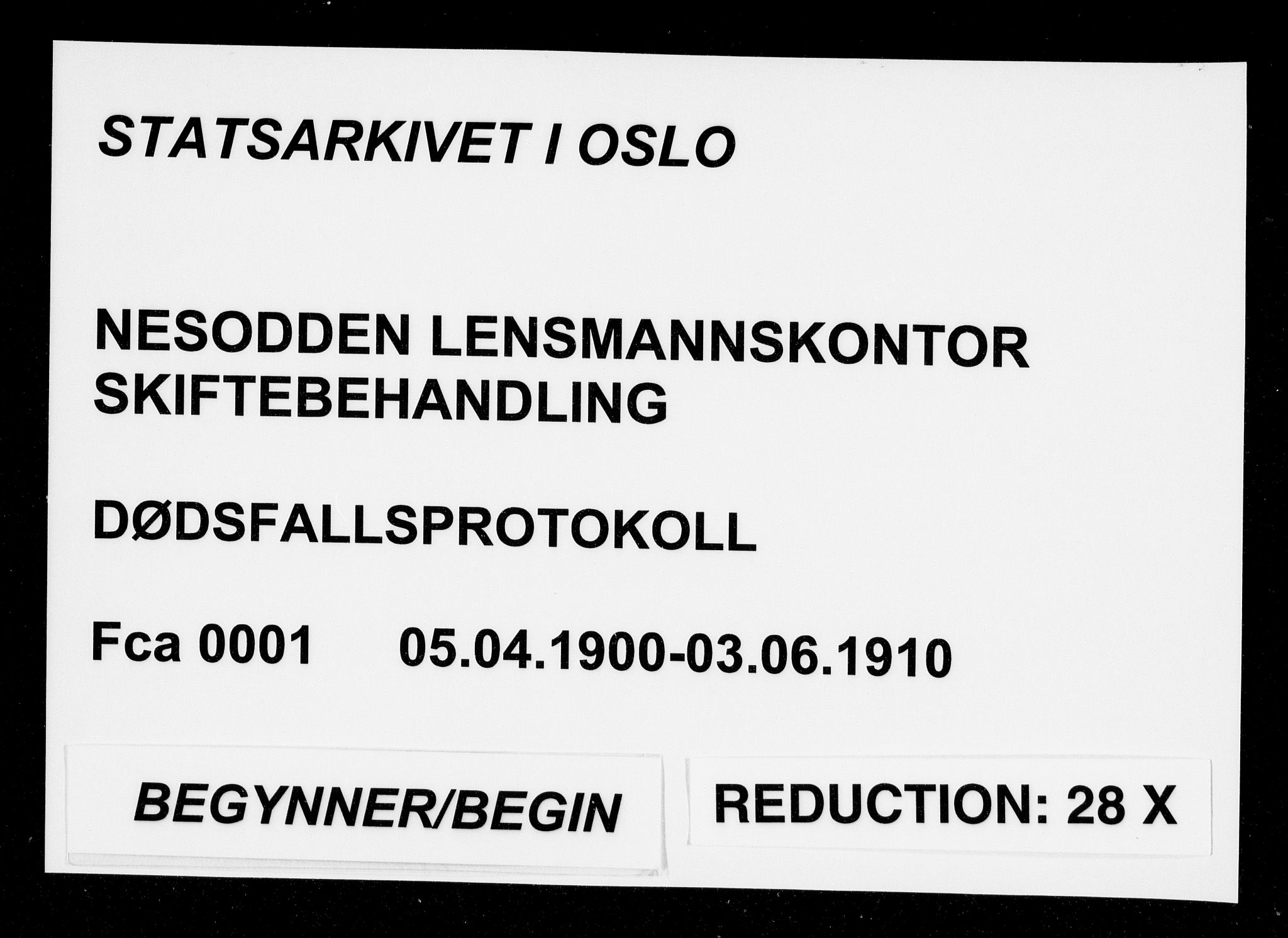 Nesodden lensmannskontor, AV/SAO-A-10279/H/Ha/Haa/L0001: Dødsfallprotokoll, 1900-1910