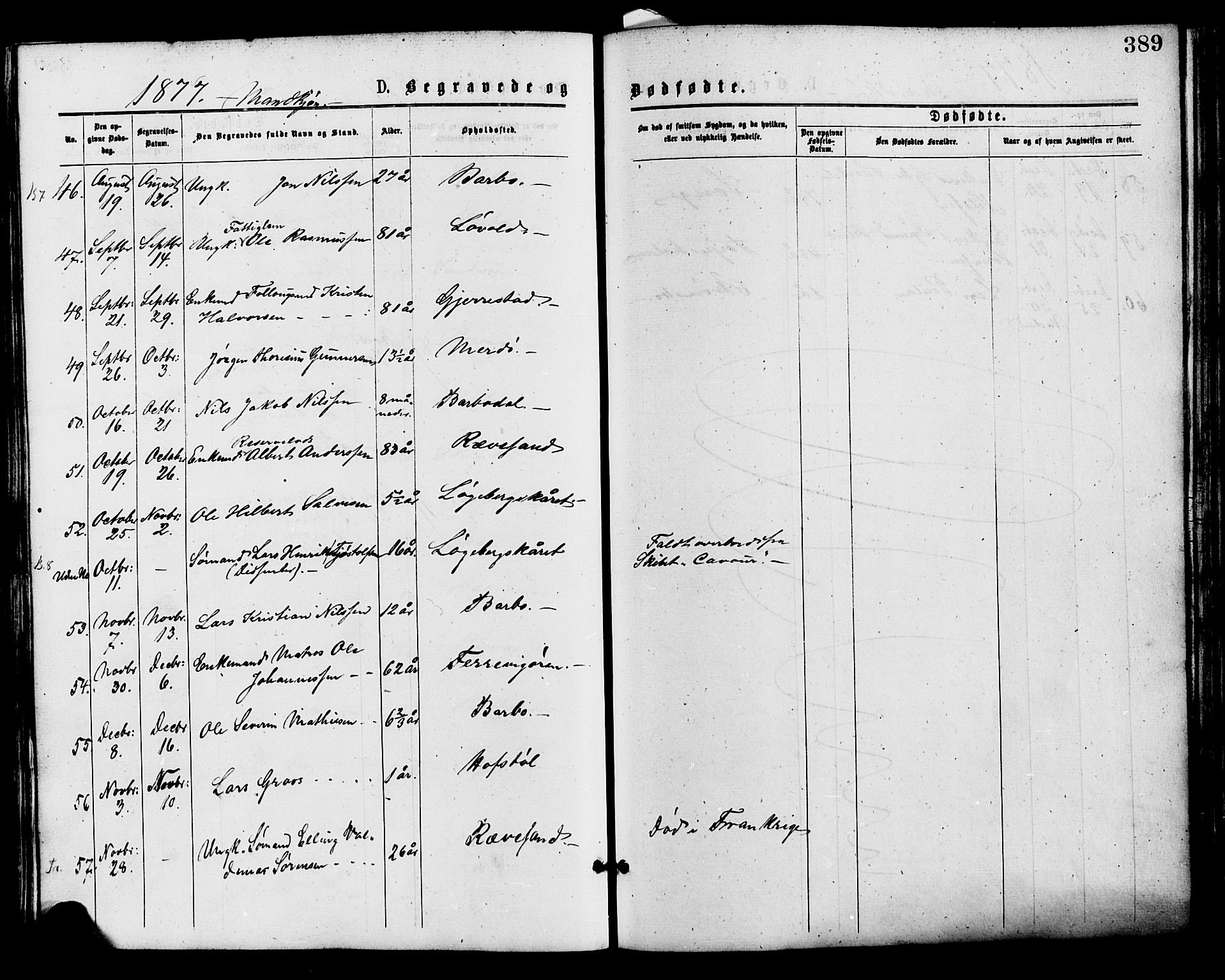 Barbu sokneprestkontor, AV/SAK-1111-0003/F/Fa/L0001: Ministerialbok nr. A 1 /2, 1877-1877, s. 389