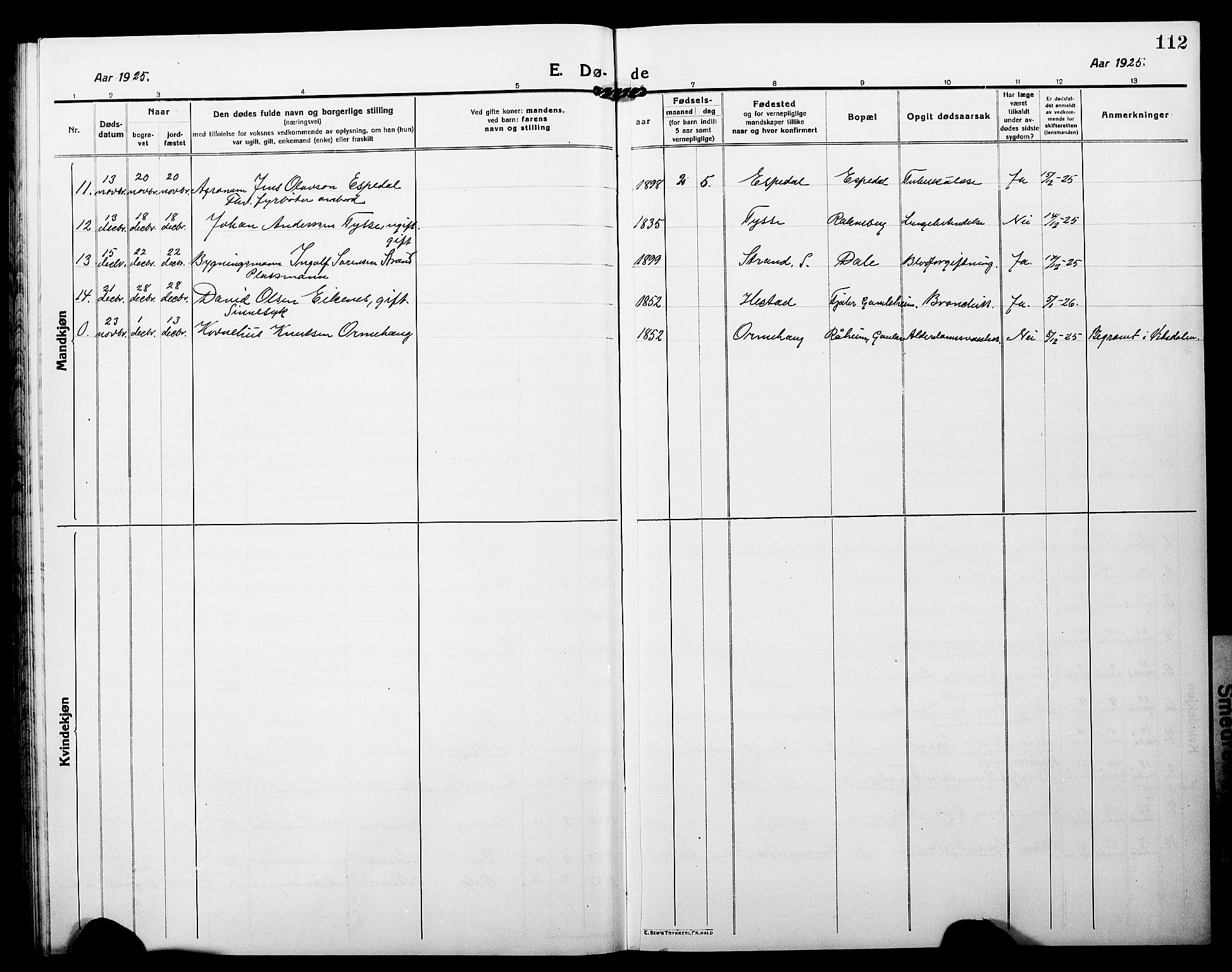Fjaler sokneprestembete, AV/SAB-A-79801/H/Hab/Habc/L0004: Klokkerbok nr. C 4, 1914-1927, s. 113