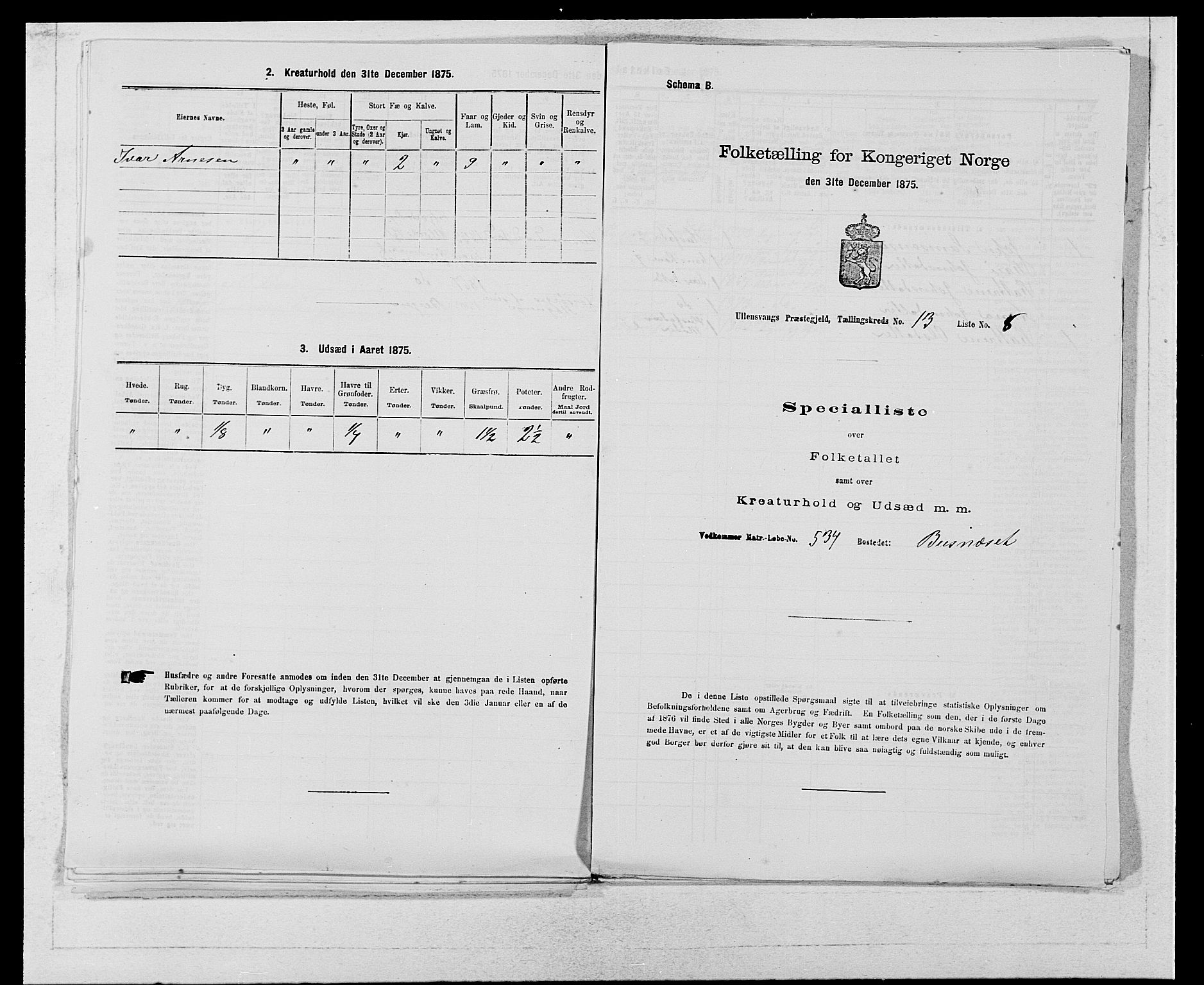 SAB, Folketelling 1875 for 1230P Ullensvang prestegjeld, 1875, s. 1338