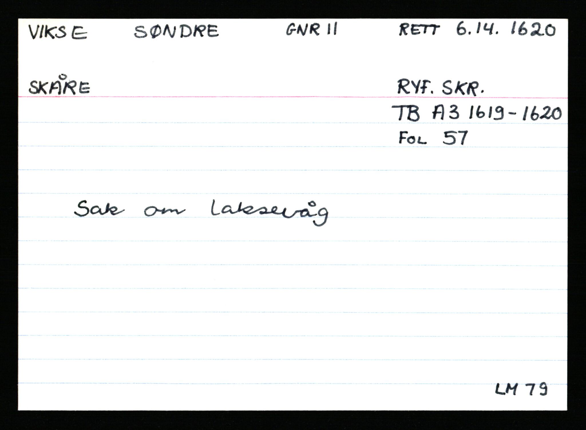 Statsarkivet i Stavanger, AV/SAST-A-101971/03/Y/Ym/L0067: Åstedskort sortert etter gårdsnavn: Vik - Vold, 1600-1950, s. 219