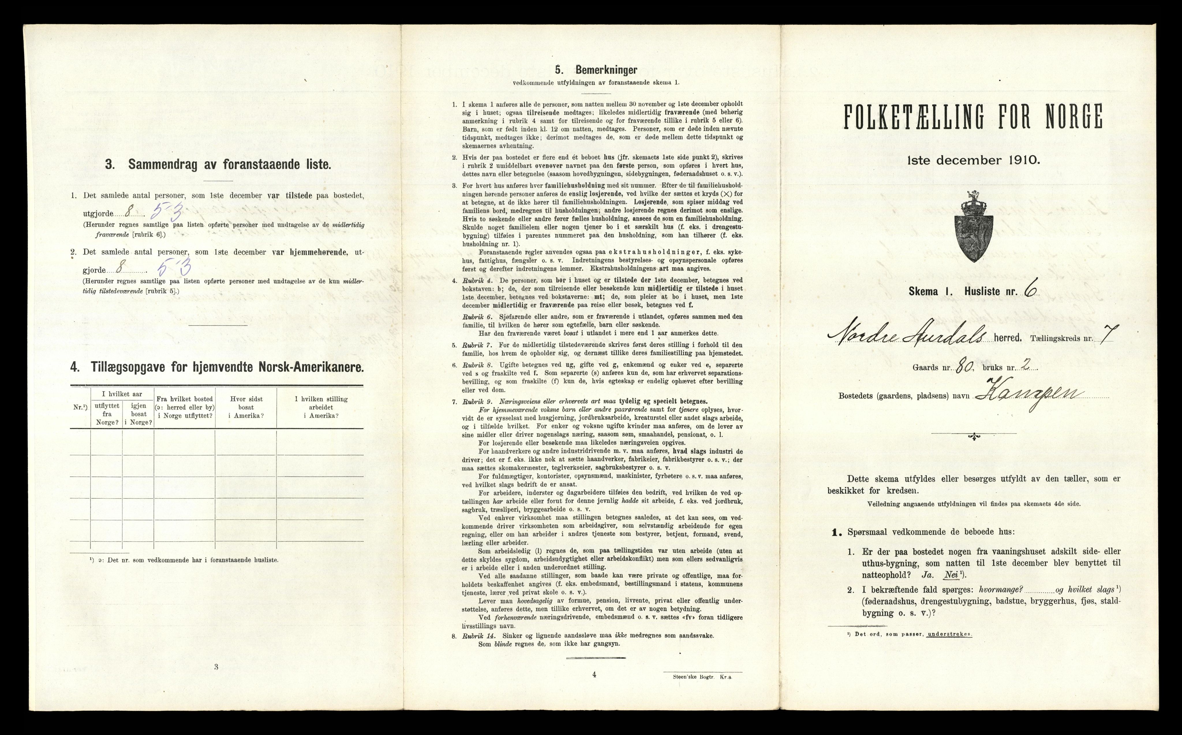 RA, Folketelling 1910 for 0542 Nord-Aurdal herred, 1910, s. 959