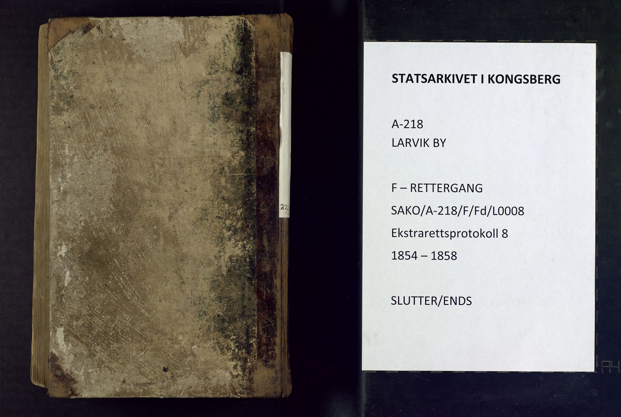 Larvik byfogd, SAKO/A-218/F/Fd/L0008: Ekstrarettsprotokoll., 1854-1858