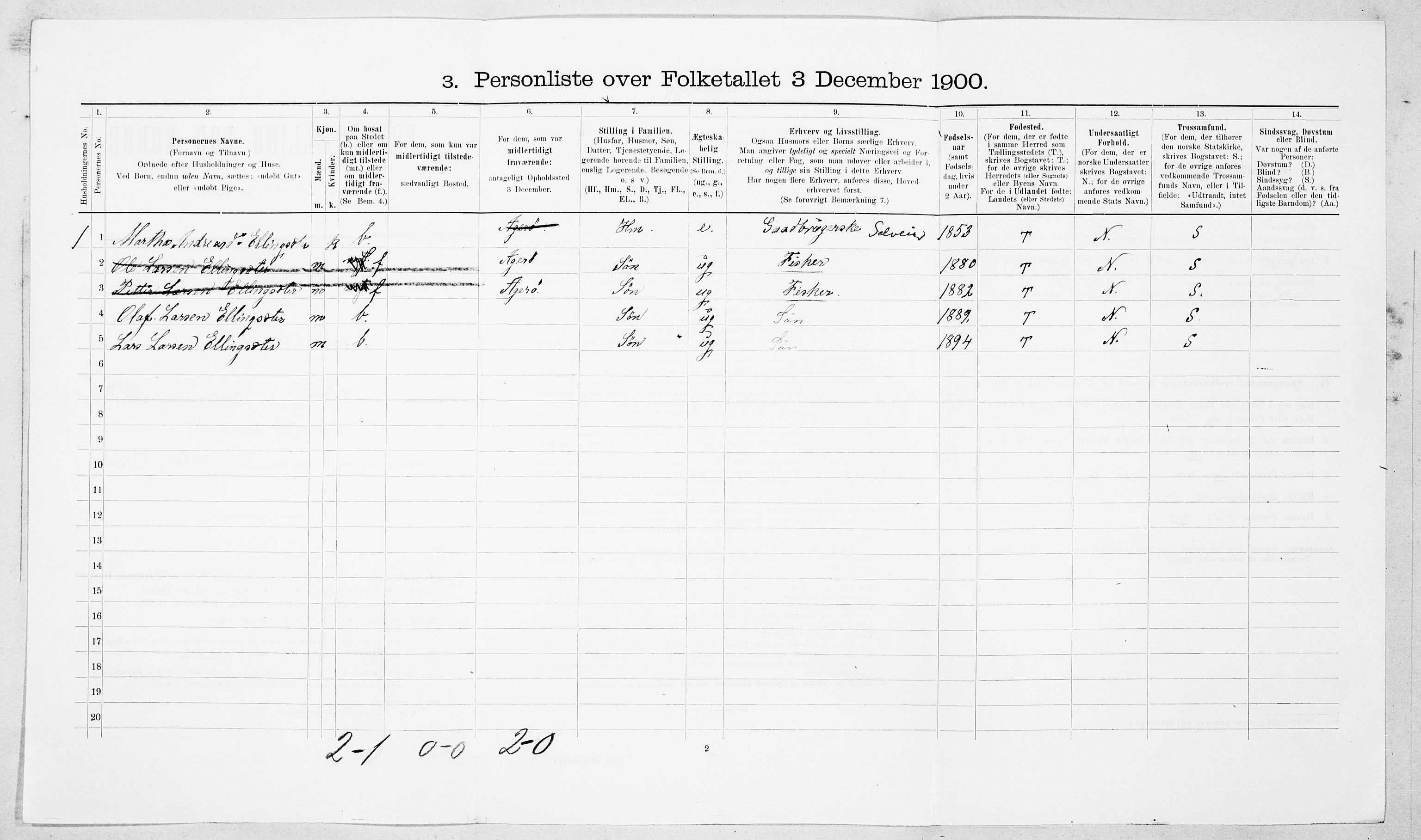SAT, Folketelling 1900 for 1535 Vestnes herred, 1900, s. 746