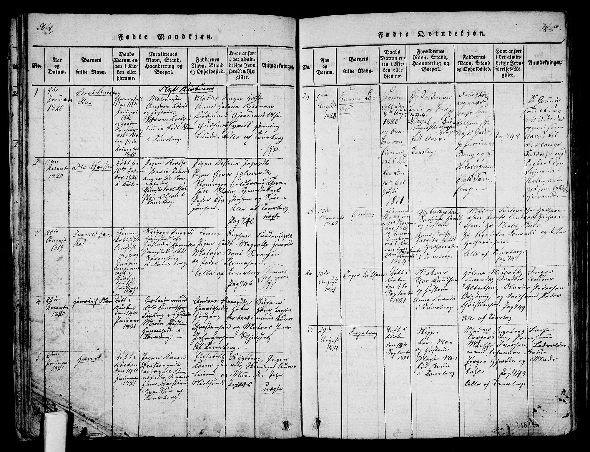 Tønsberg kirkebøker, AV/SAKO-A-330/F/Fa/L0004: Ministerialbok nr. I 4, 1813-1826, s. 84-85