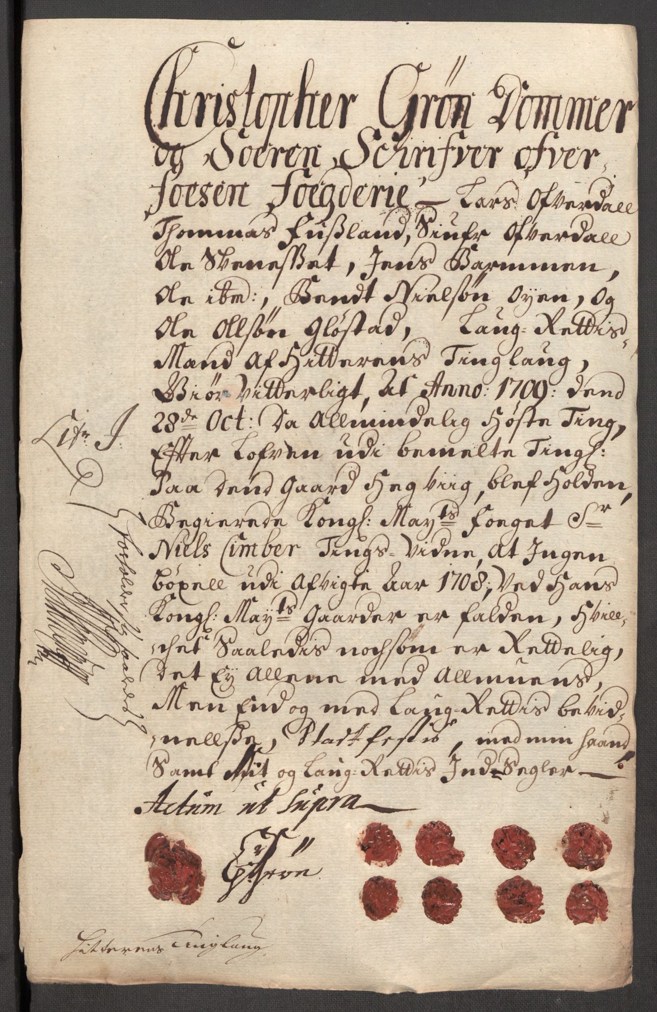 Rentekammeret inntil 1814, Reviderte regnskaper, Fogderegnskap, AV/RA-EA-4092/R57/L3858: Fogderegnskap Fosen, 1708-1709, s. 313