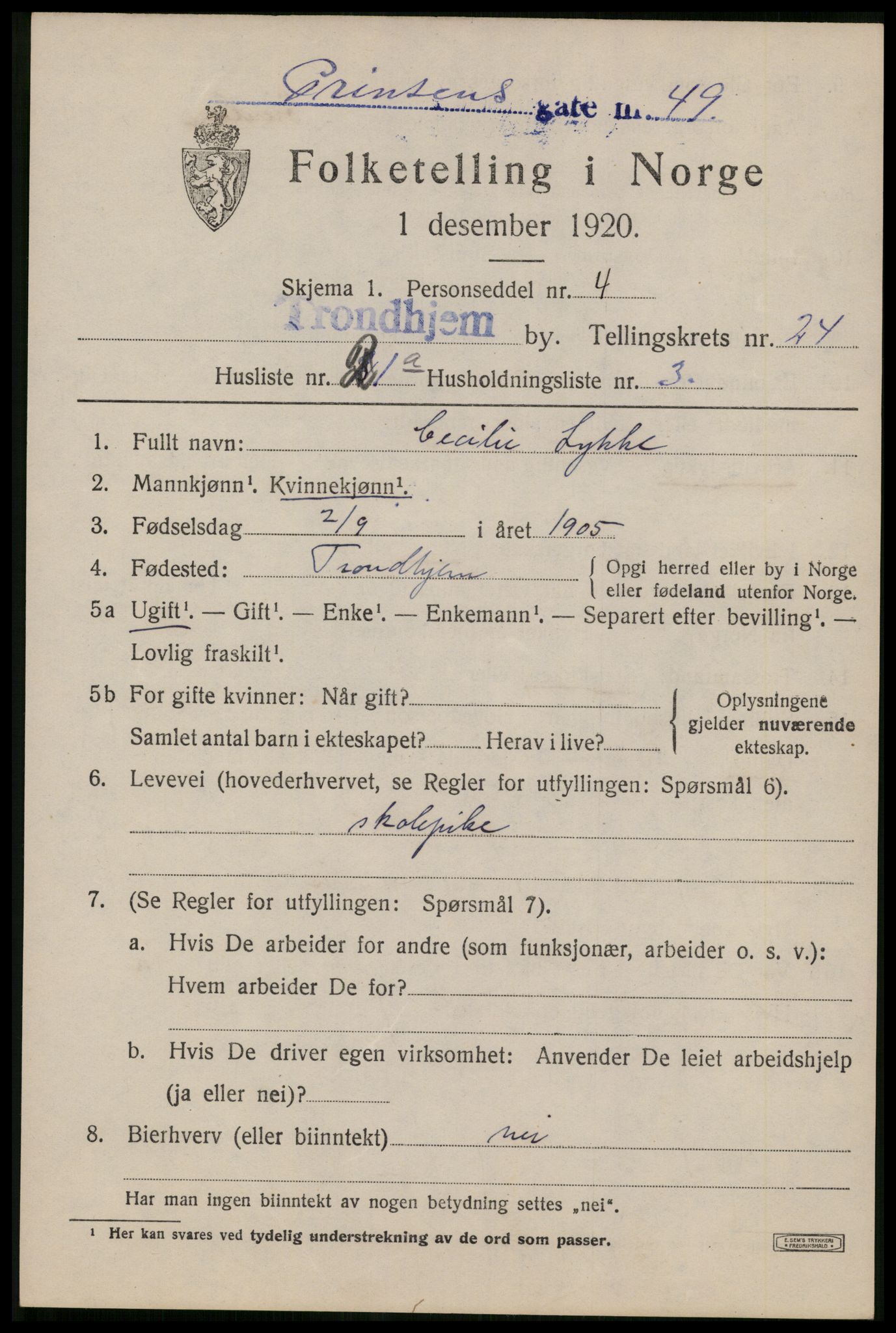 SAT, Folketelling 1920 for 1601 Trondheim kjøpstad, 1920, s. 64710