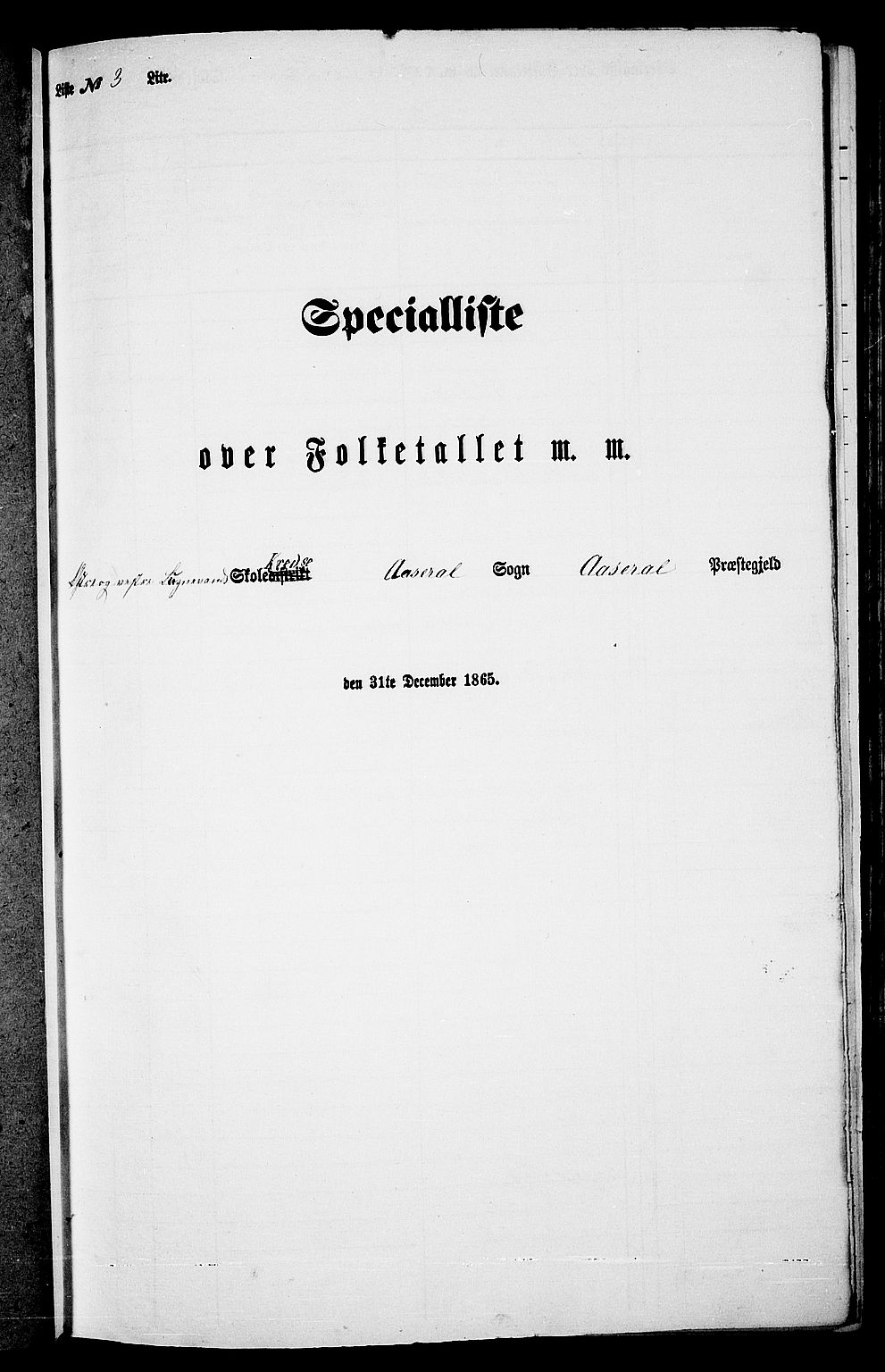 RA, Folketelling 1865 for 0980P Åseral prestegjeld, 1865, s. 34