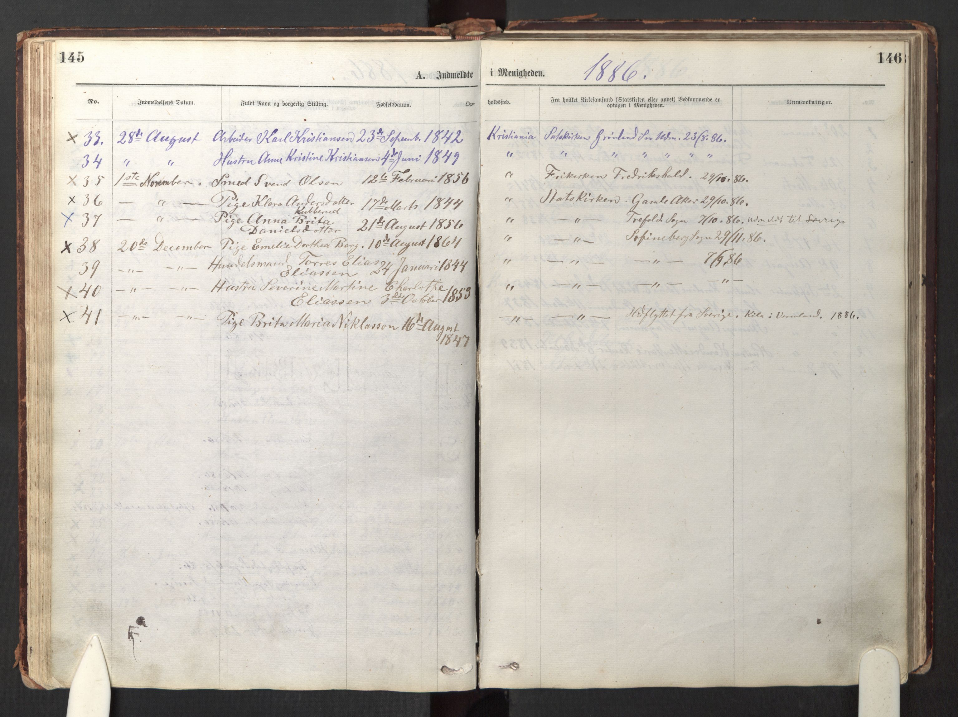 Den evangelisk-lutherske frikirke østre menighet, Oslo, AV/SAO-PAO-0245/F/L0001: Dissenterprotokoll nr. 1, 1878-1892, s. 145-146