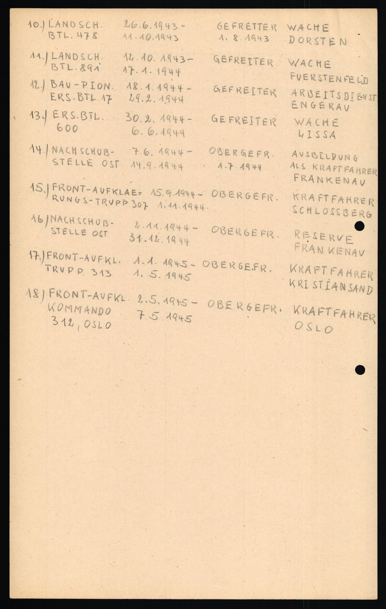 Forsvaret, Forsvarets overkommando II, AV/RA-RAFA-3915/D/Db/L0040: CI Questionaires. Tyske okkupasjonsstyrker i Norge. Østerrikere., 1945-1946, s. 22