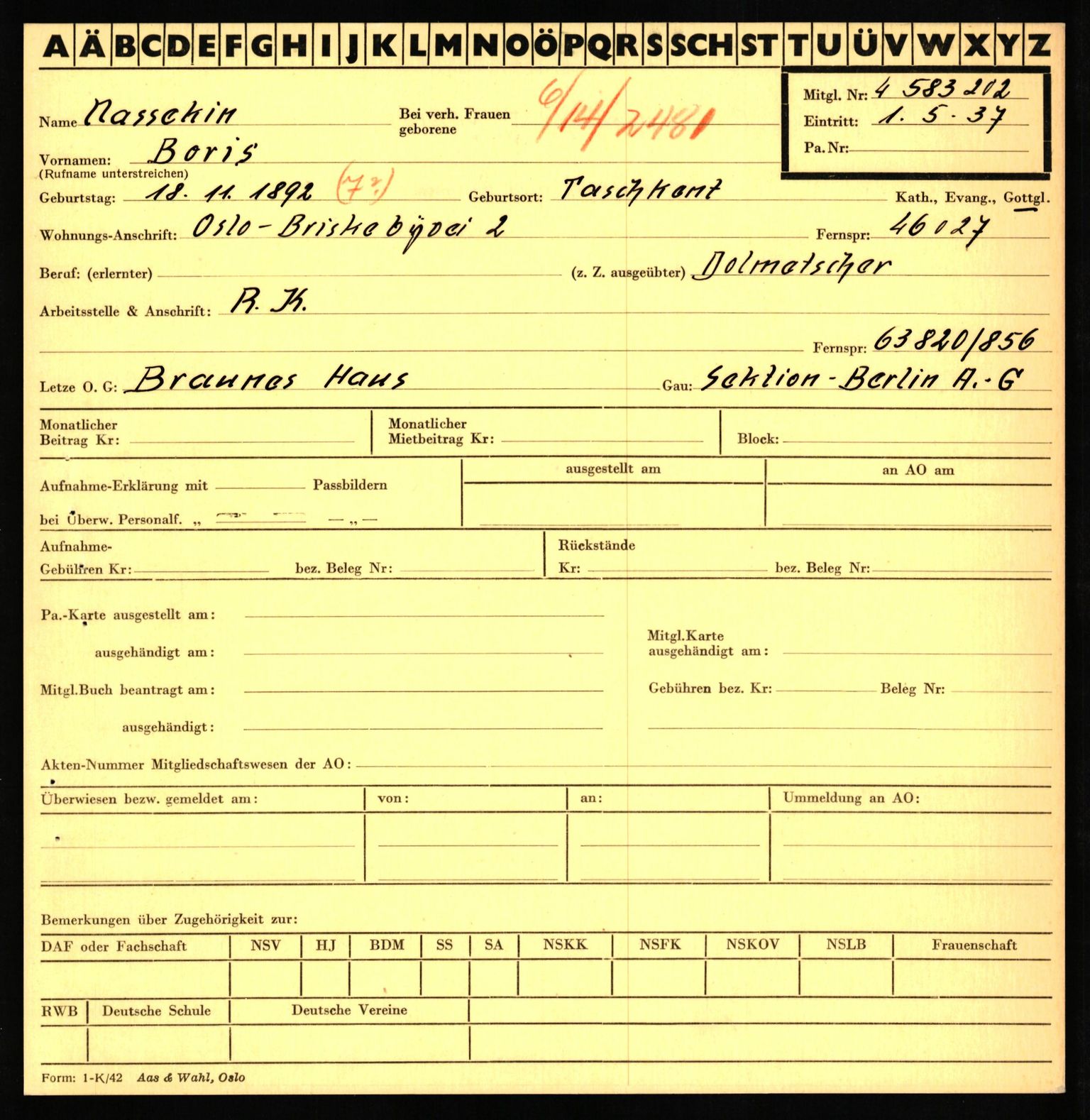 Forsvaret, Forsvarets overkommando II, AV/RA-RAFA-3915/D/Db/L0023: CI Questionaires. Tyske okkupasjonsstyrker i Norge. Tyskere., 1945-1946, s. 463