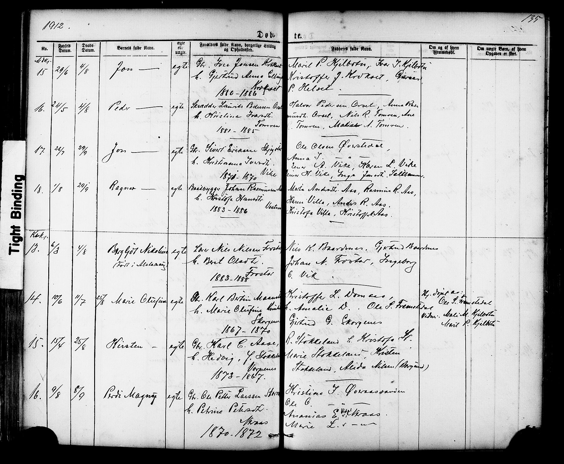 Ministerialprotokoller, klokkerbøker og fødselsregistre - Møre og Romsdal, AV/SAT-A-1454/539/L0536: Klokkerbok nr. 539C02, 1867-1913, s. 135