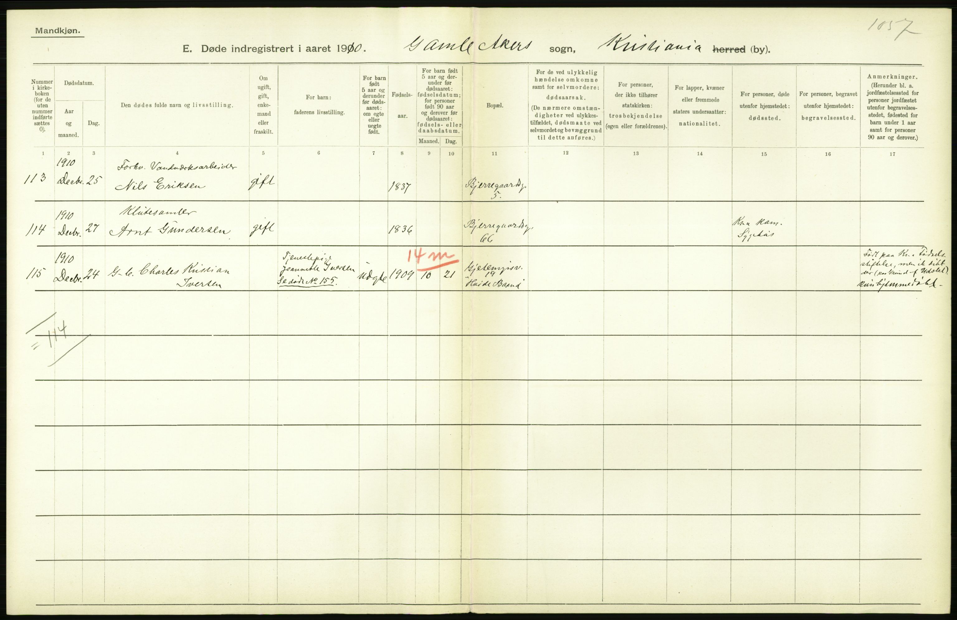 Statistisk sentralbyrå, Sosiodemografiske emner, Befolkning, RA/S-2228/D/Df/Dfa/Dfah/L0008: Kristiania: Døde, 1910, s. 892