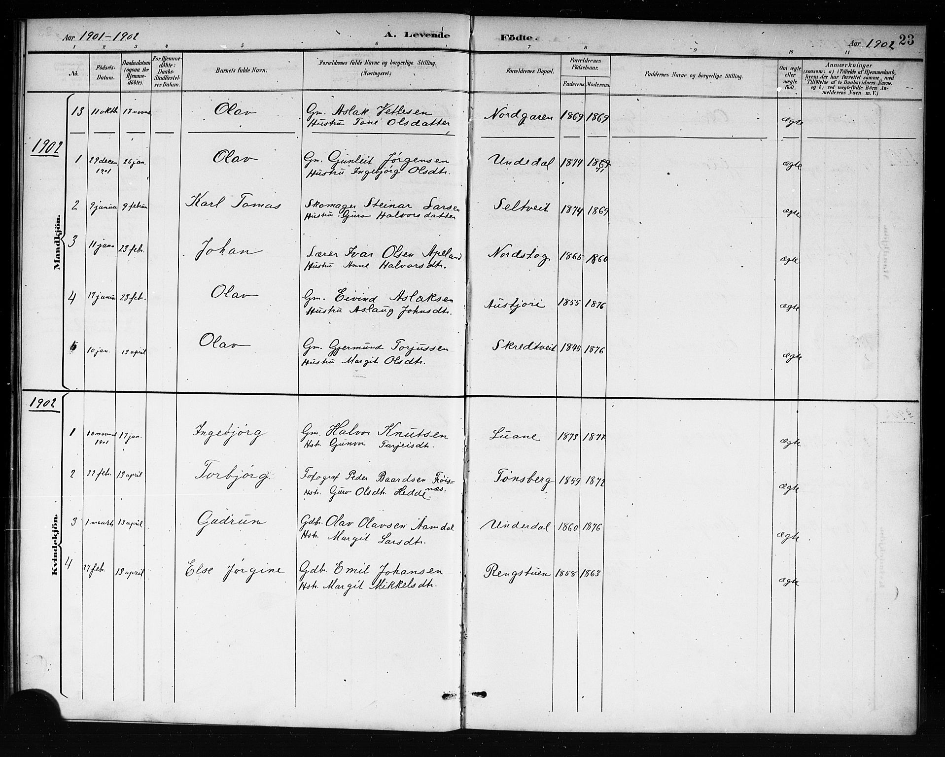 Mo kirkebøker, AV/SAKO-A-286/G/Ga/L0002: Klokkerbok nr. I 2, 1892-1914, s. 23