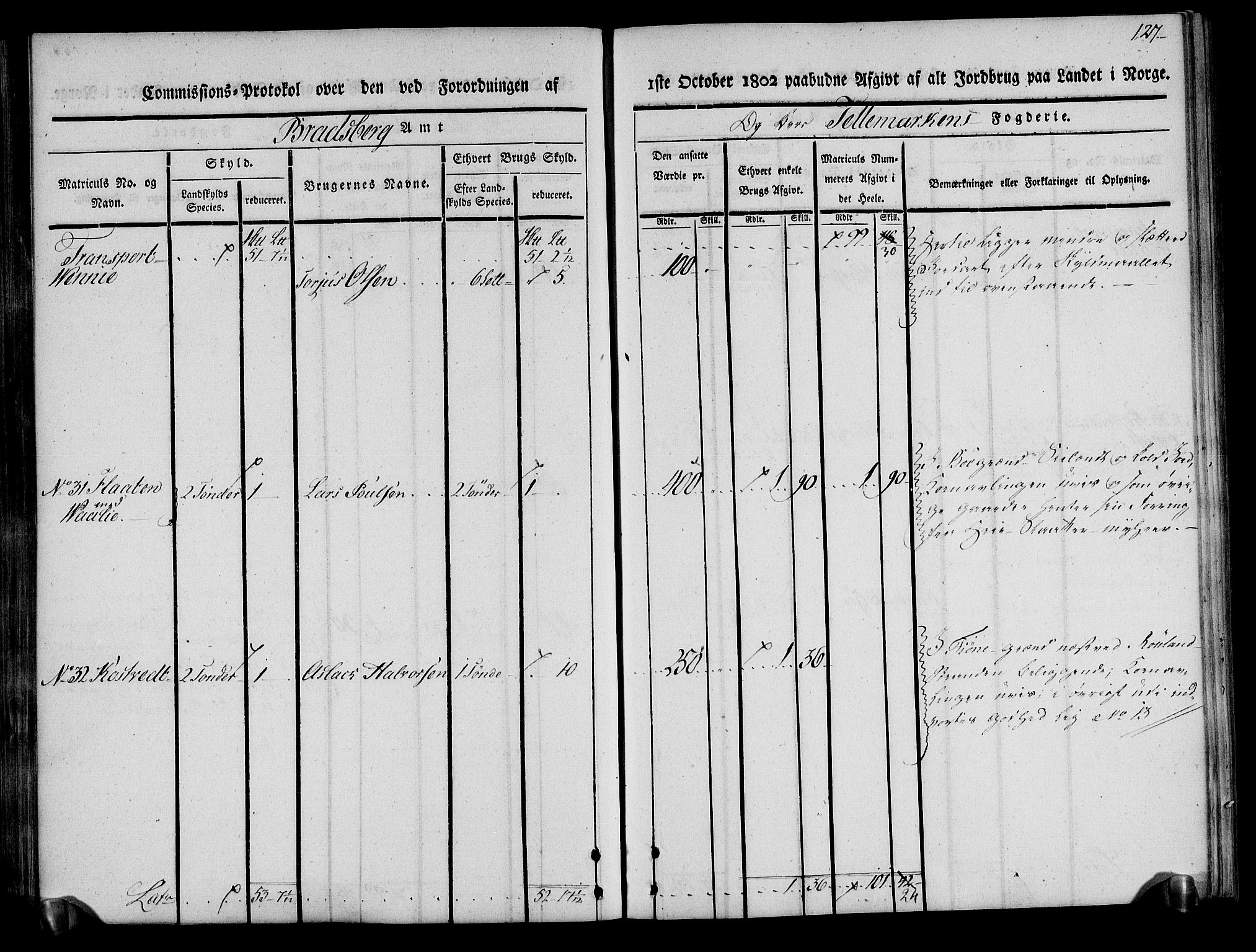 Rentekammeret inntil 1814, Realistisk ordnet avdeling, RA/EA-4070/N/Ne/Nea/L0075: Øvre Telemarken fogderi. Kommisjonsprotokoll for fogderiets vestre del - Kviteseid, Vinje, Moland [):Fyresdal] og Lårdal prestegjeld., 1803, s. 128